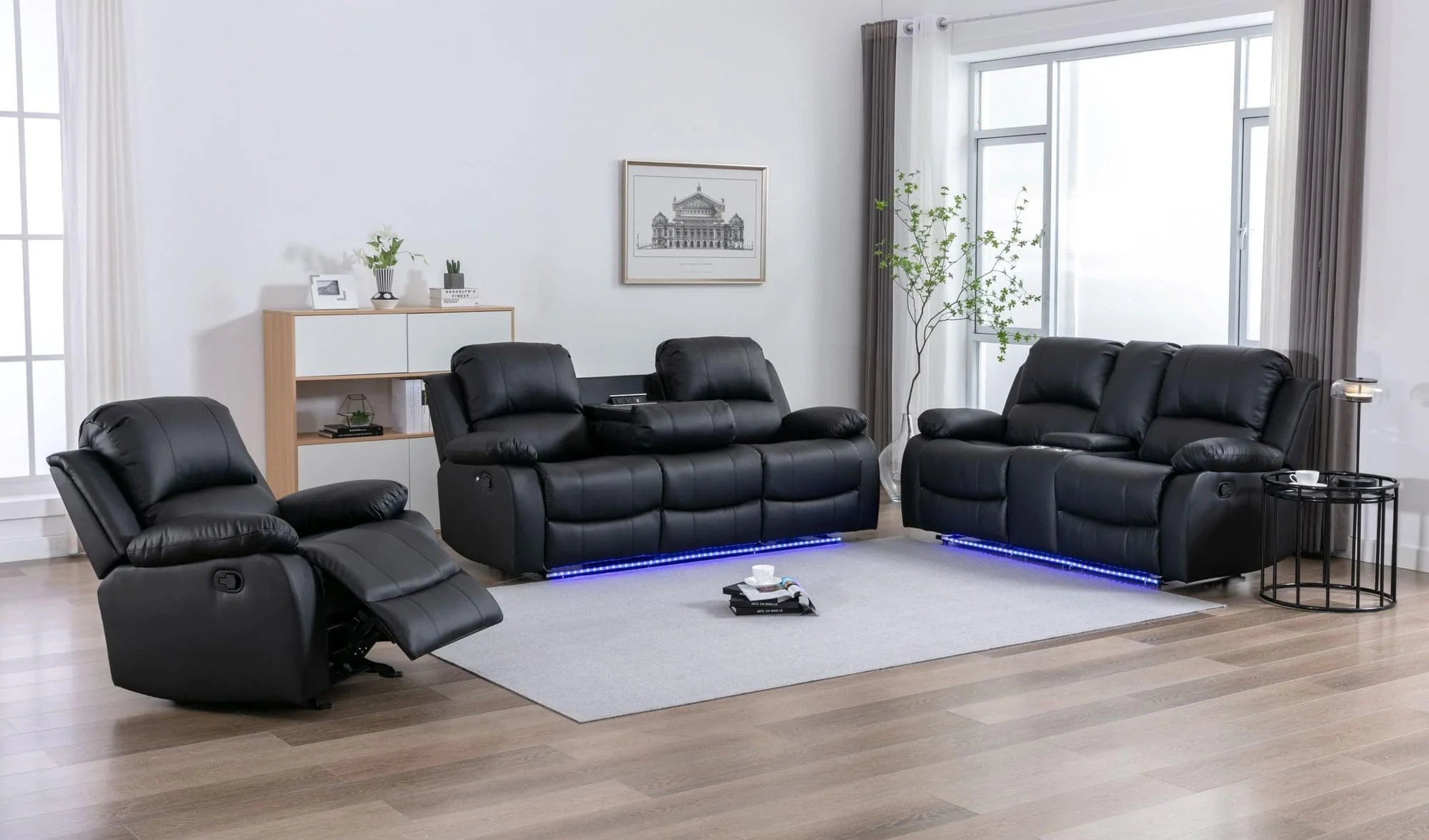 Daytona Black 3-Piece Reclining Set - Image 1