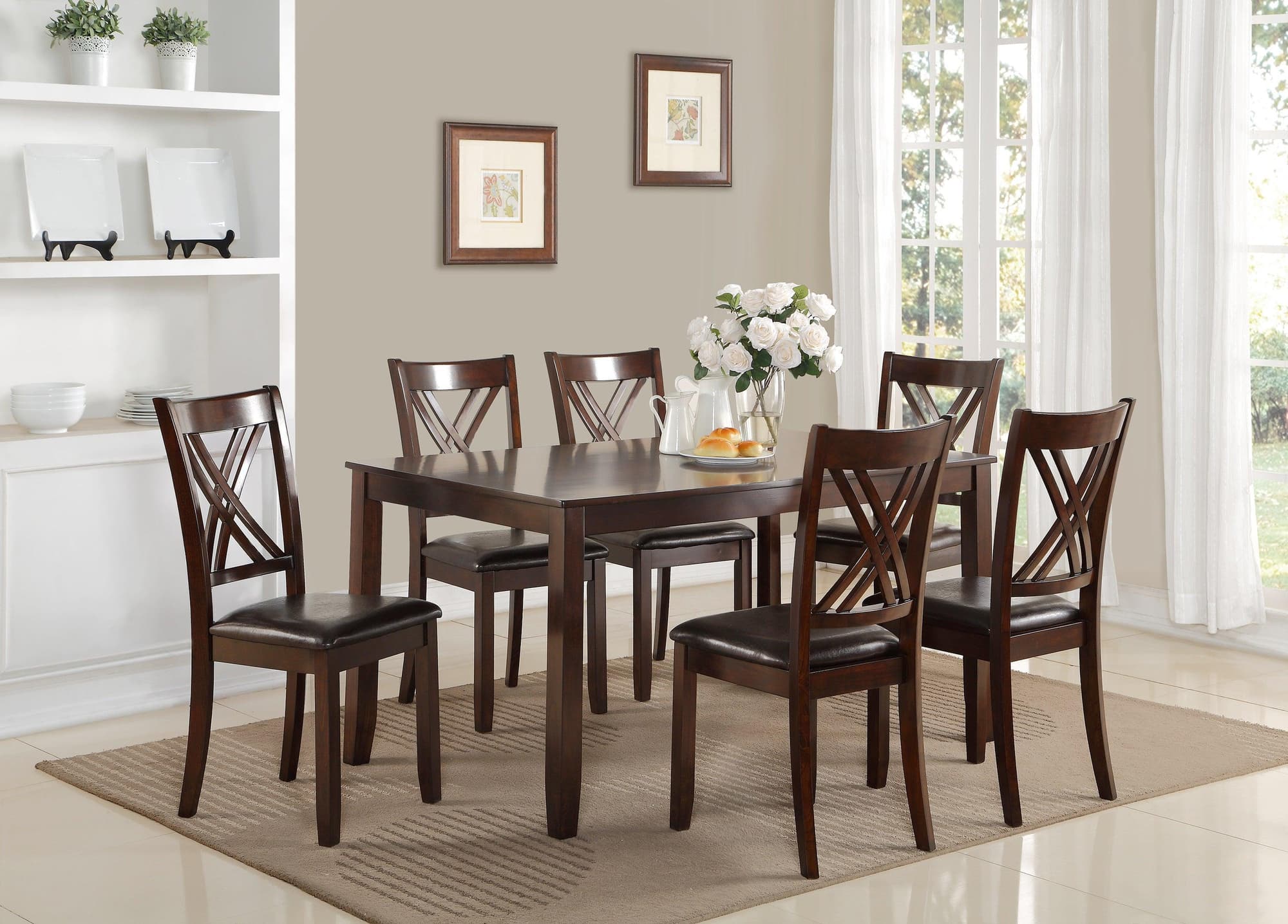 Eloise Brown 7-Piece Rectangular Dining Room Set - Image 1