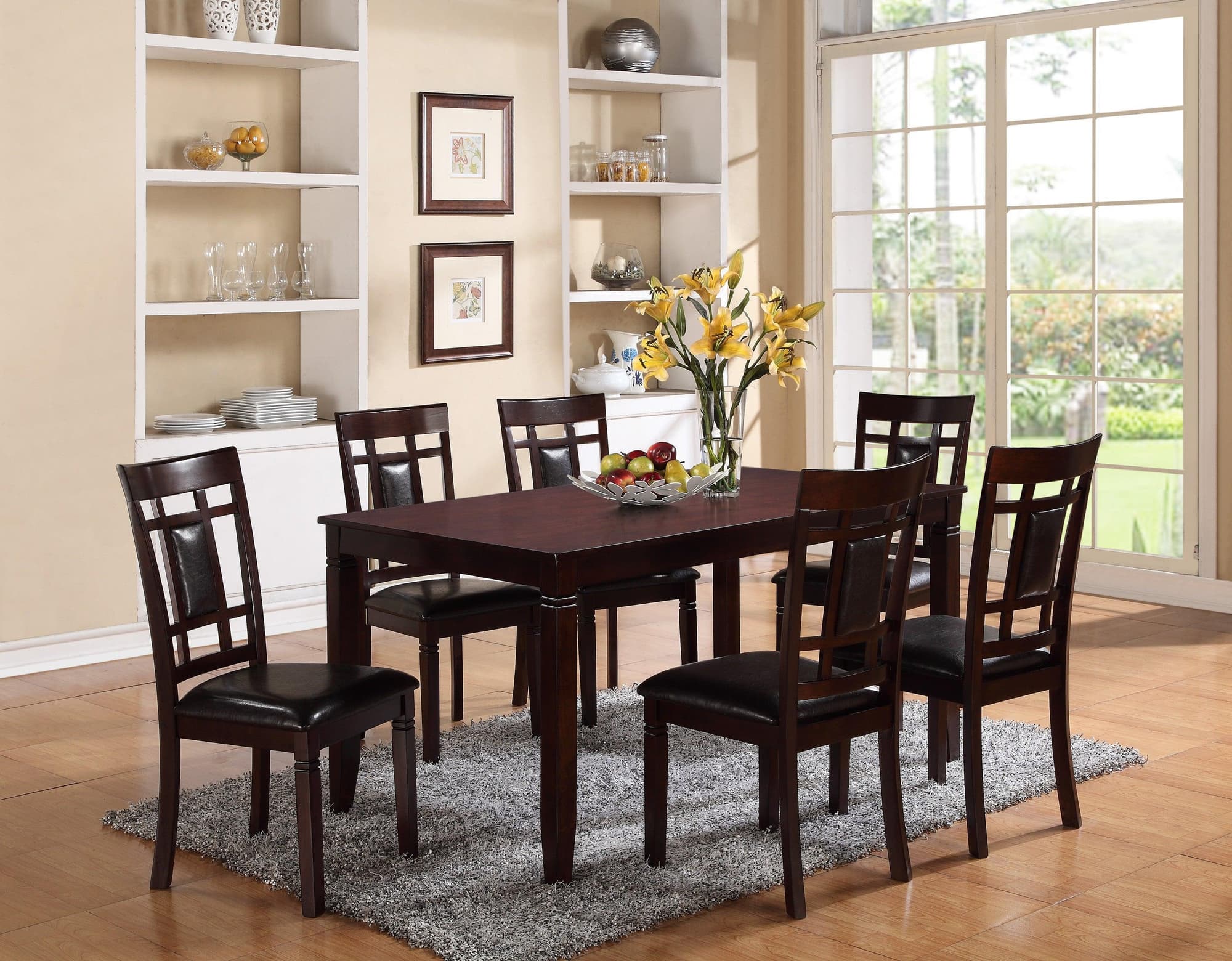 Paige Brown Rectangular 7-Piece Dining Room Set - Image 1