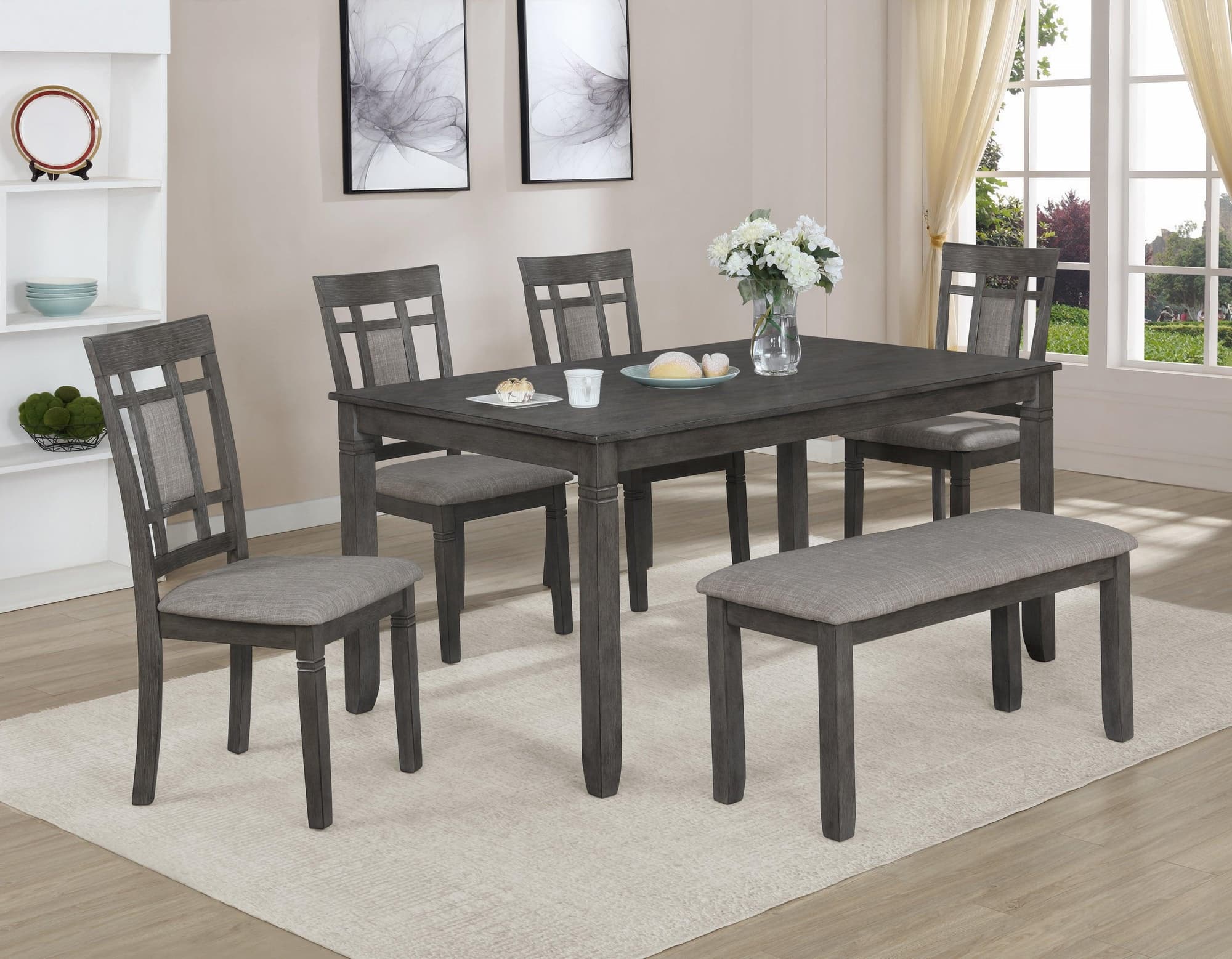 Paige Gray Rectangular 6-Piece Dining Room Set - Image 1