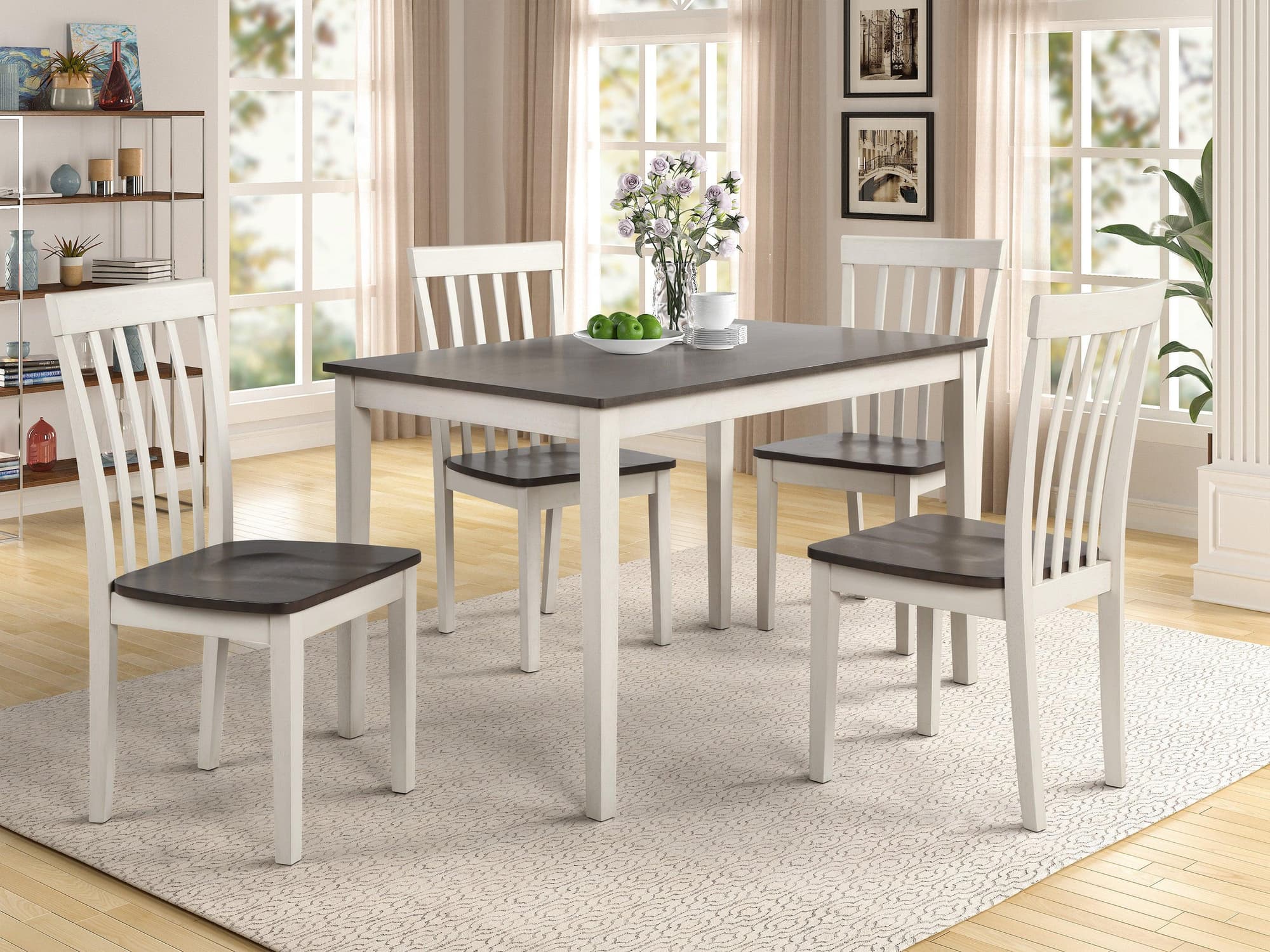 Brody White Gray Rectangular Dining Room Set