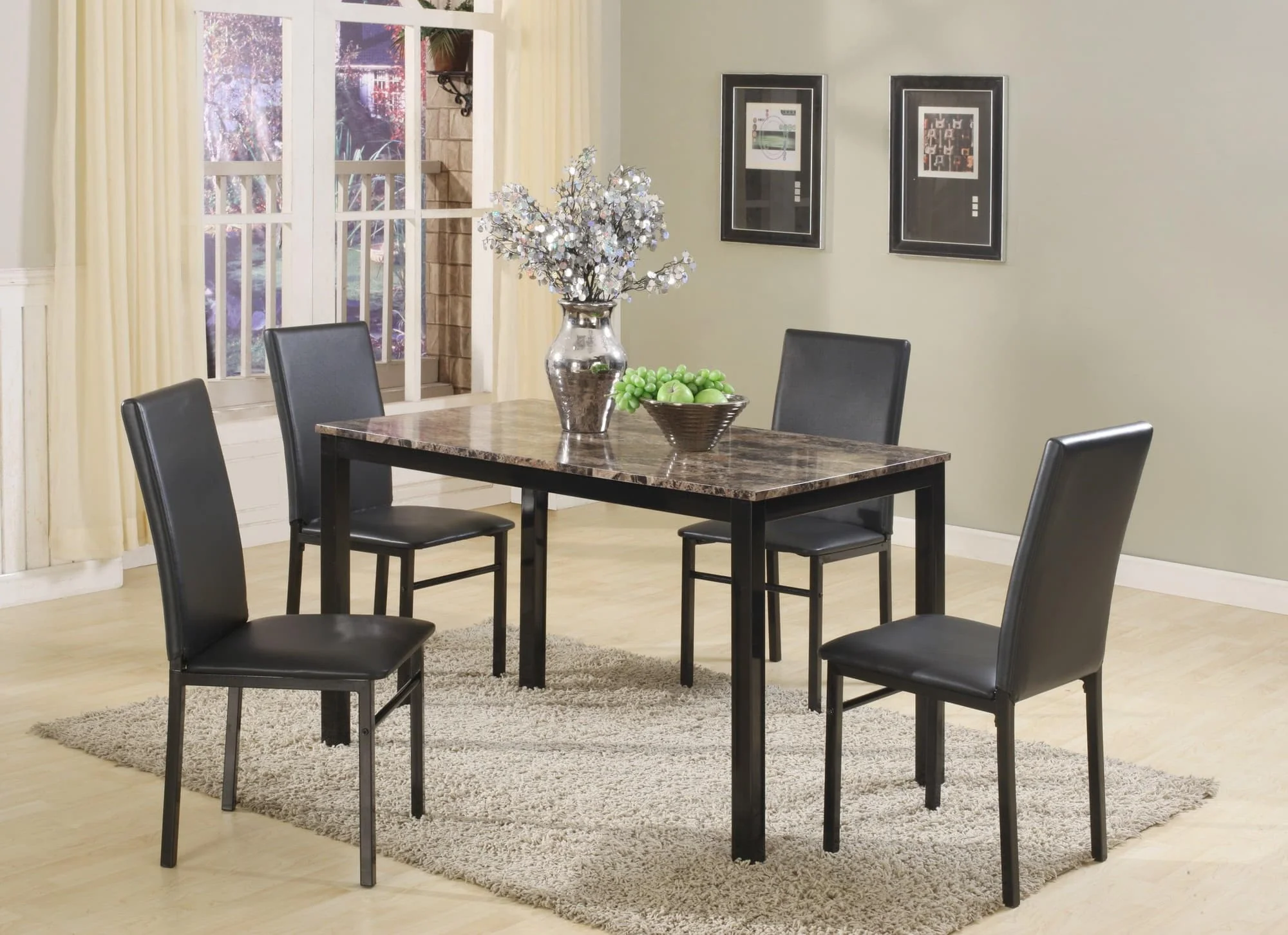 Aiden Brown Black Rectangular Dining Room Set