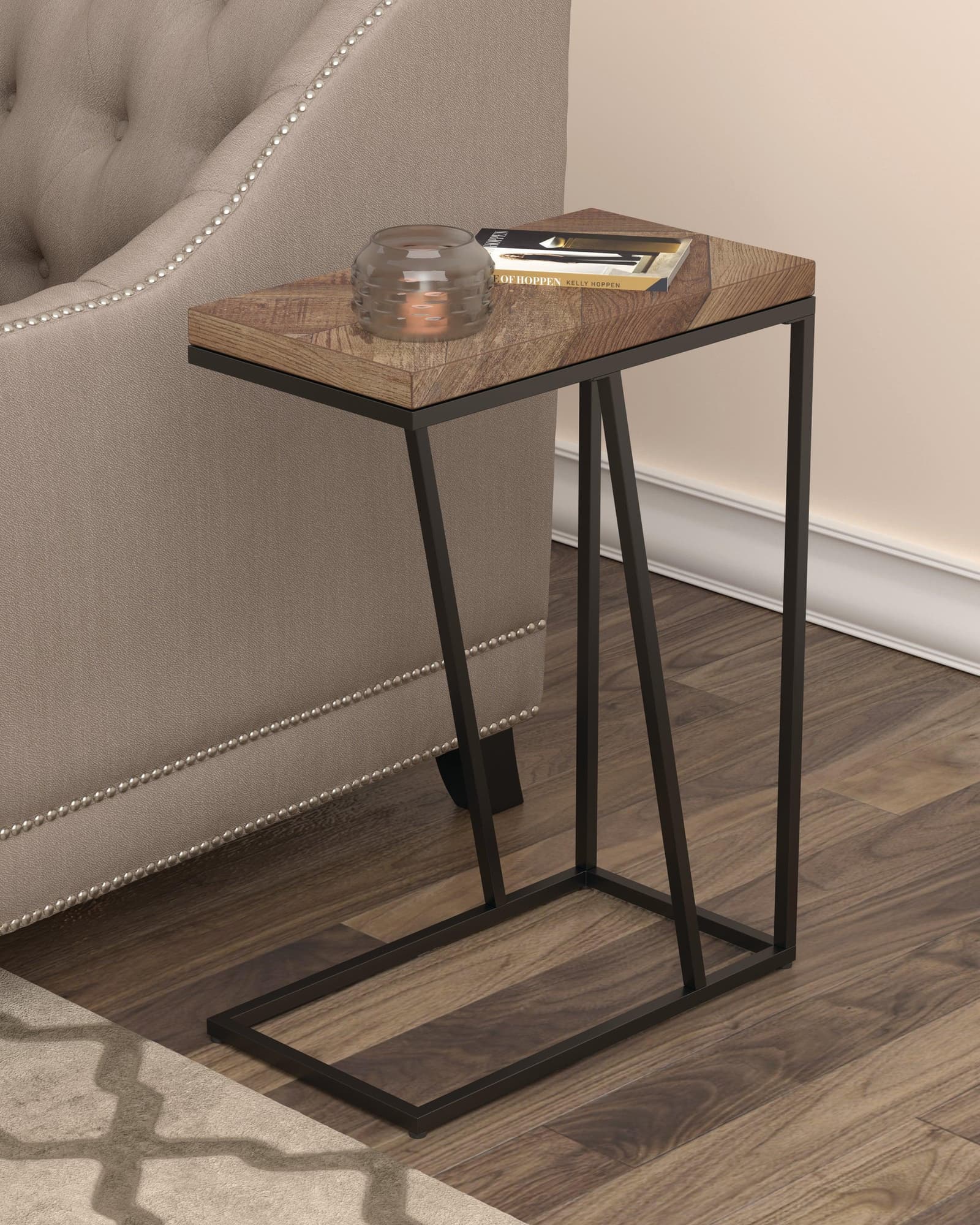 Sergio Chevron Rectangular Accent Table Tobacco - Image 1
