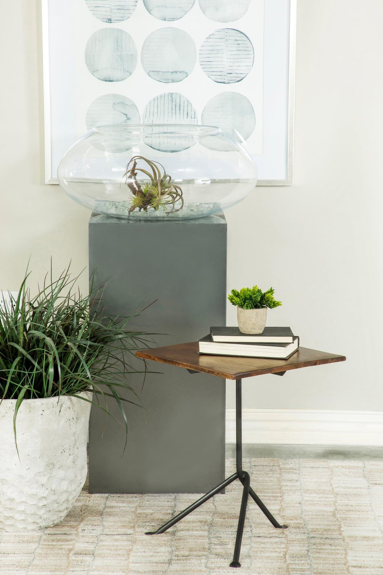 Heitor Square Accent Table With Tripod Legs Dark Brown Gunmetal - Image 1