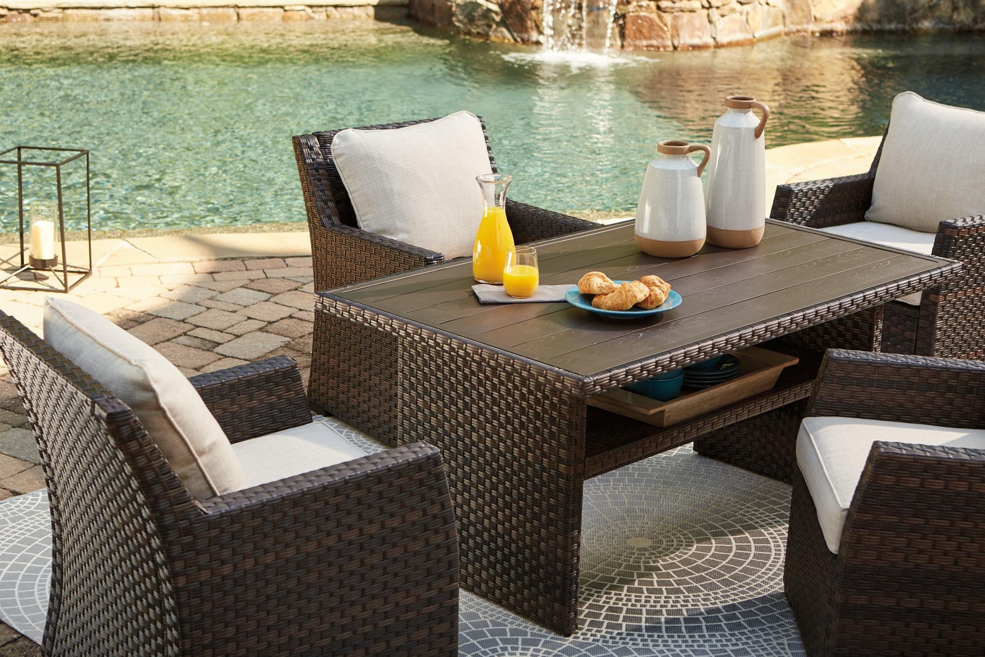 Easy Isle Dark Brown Beige Multi-use Table - Image 1