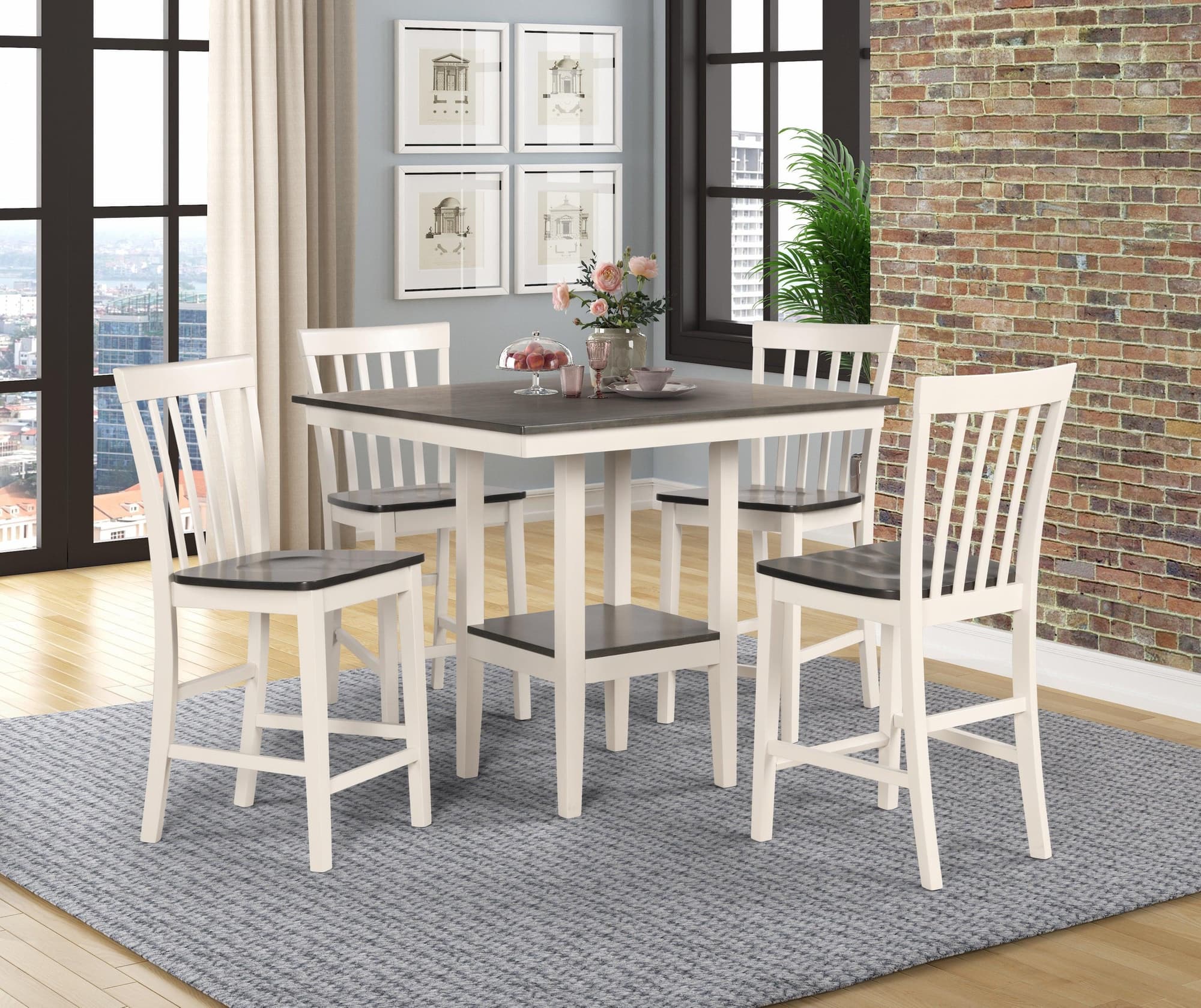 Broody White Gray Square Counter Height Set - Image 1