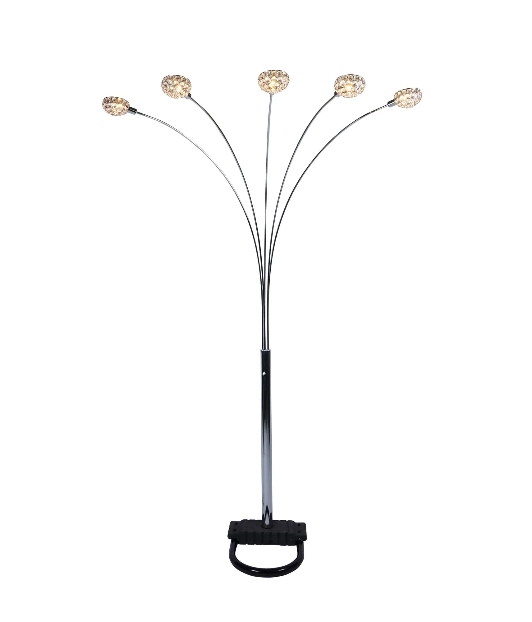 Ashley Champagne Black Silver Marble Winter Arc Floor Lamp