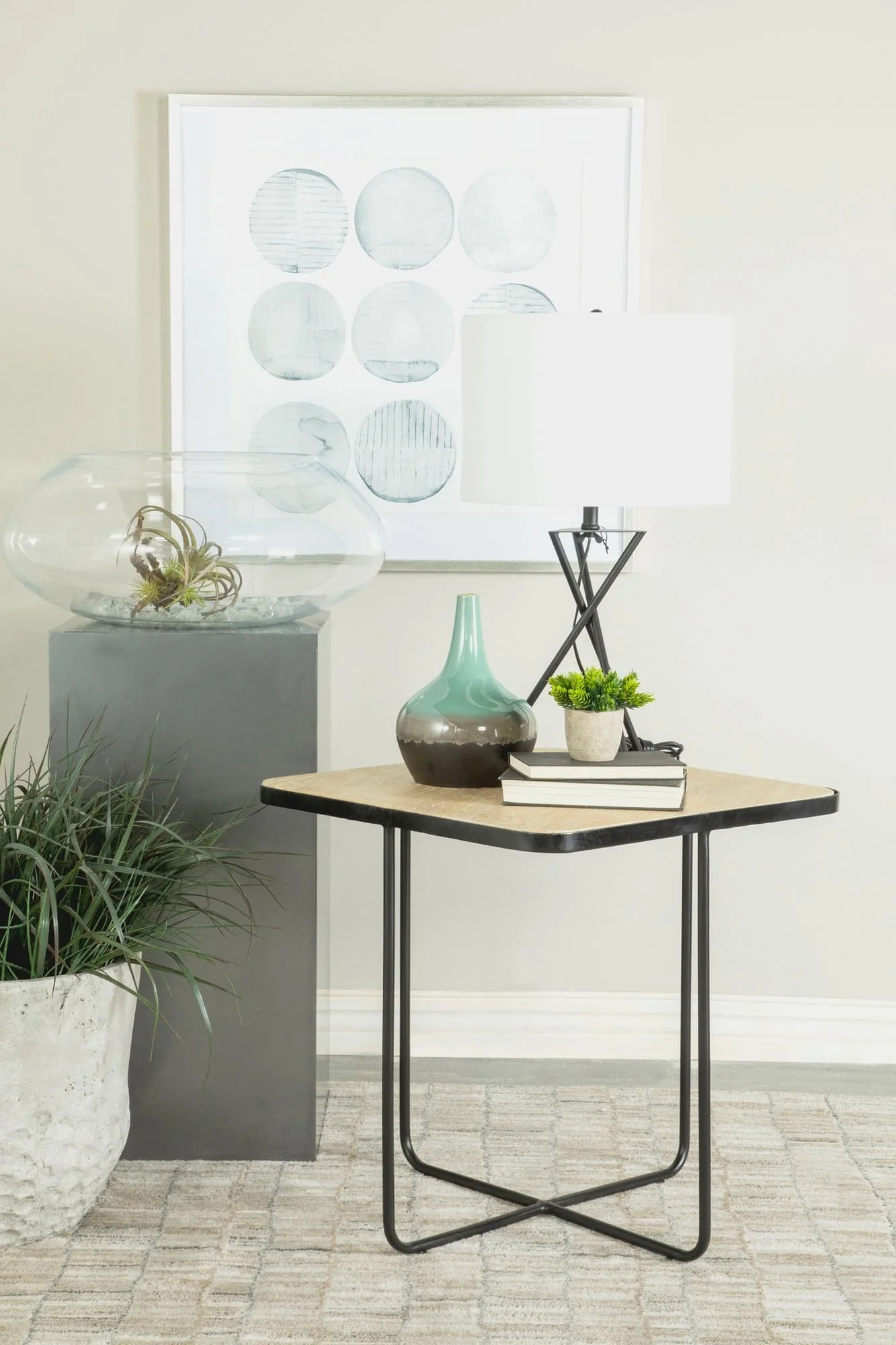 Elyna Square Accent Table Travertine Black - Image 1