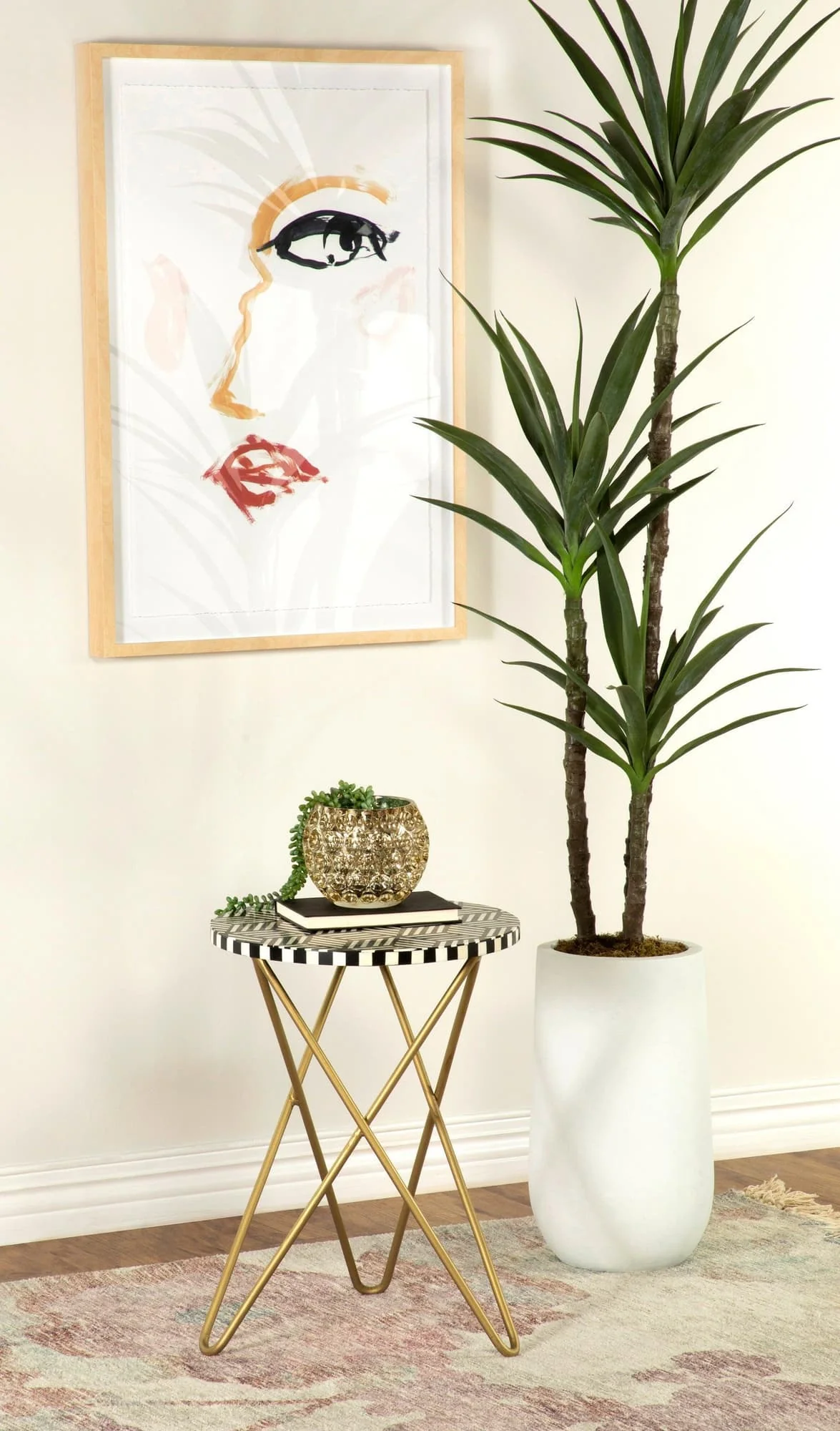 Xenia Round Accent Table With Hairpin Legs Black White