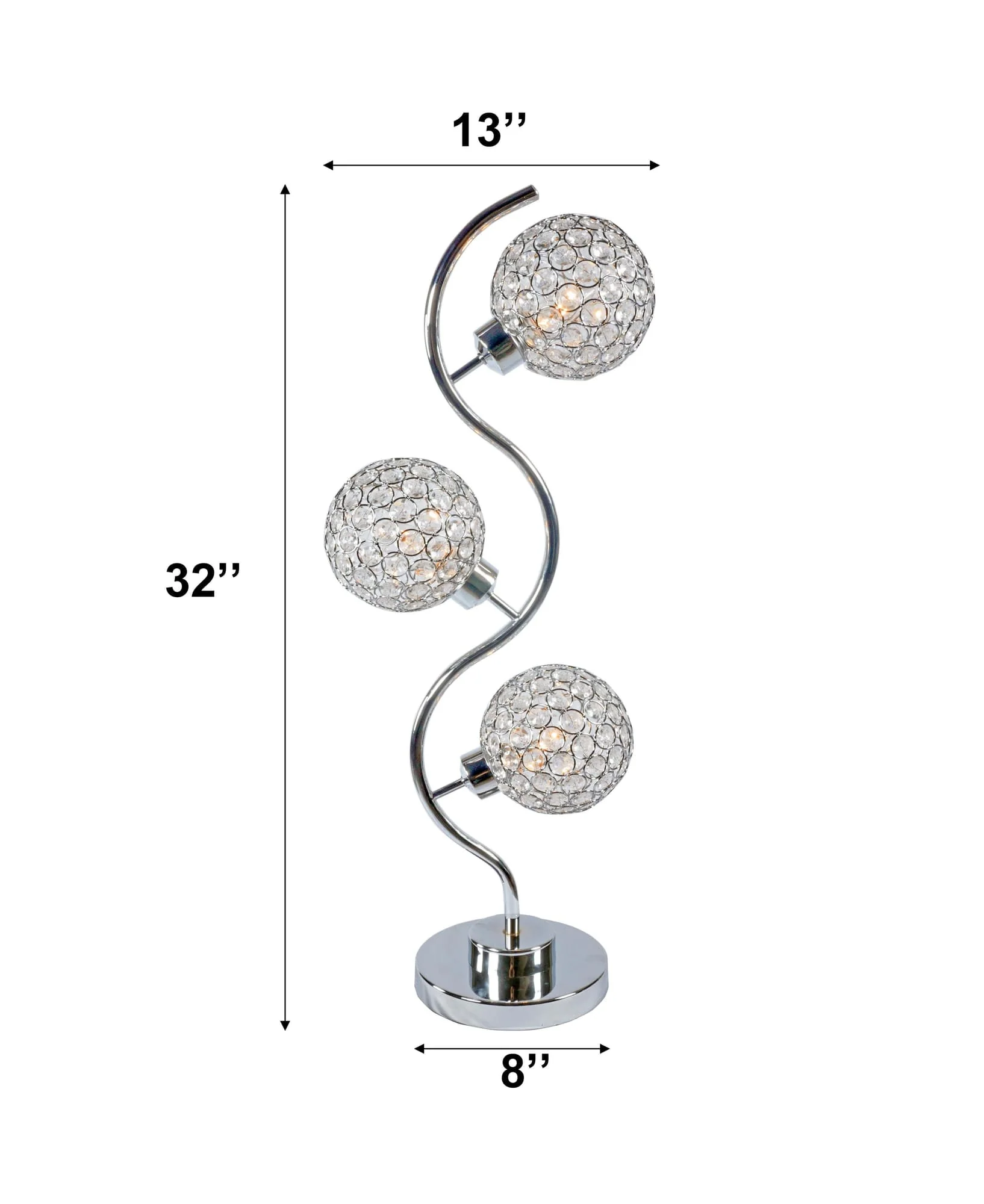 Silver Metak Crystal 3 Globe Table Lamp - Image 1