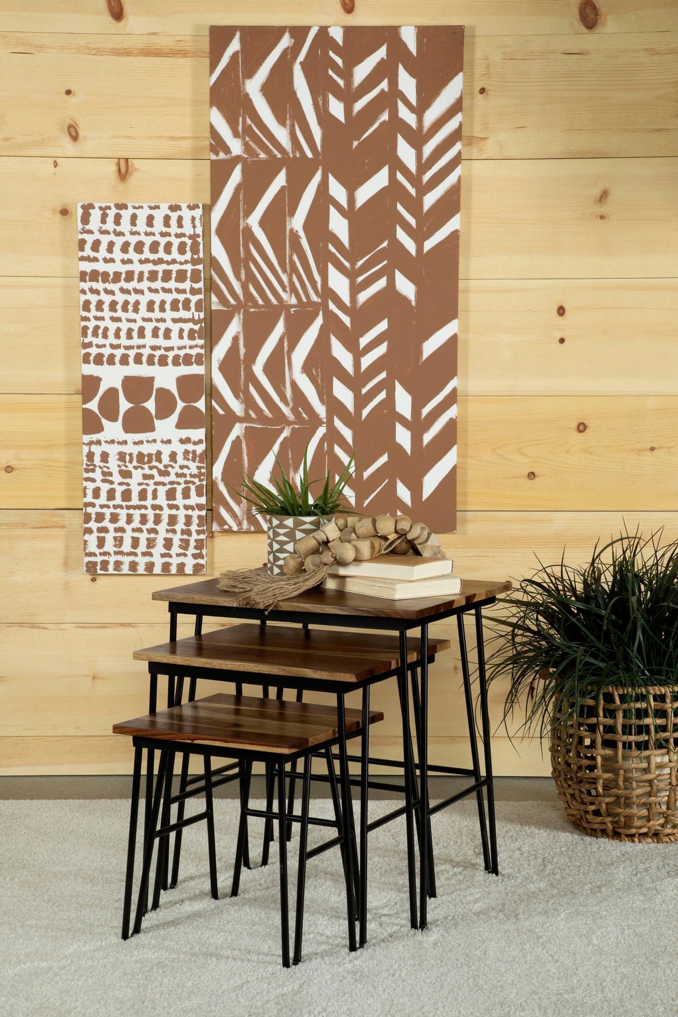 Nayeli 3-Piece Nesting Table With Hairpin Legs Natural Black - Image 1