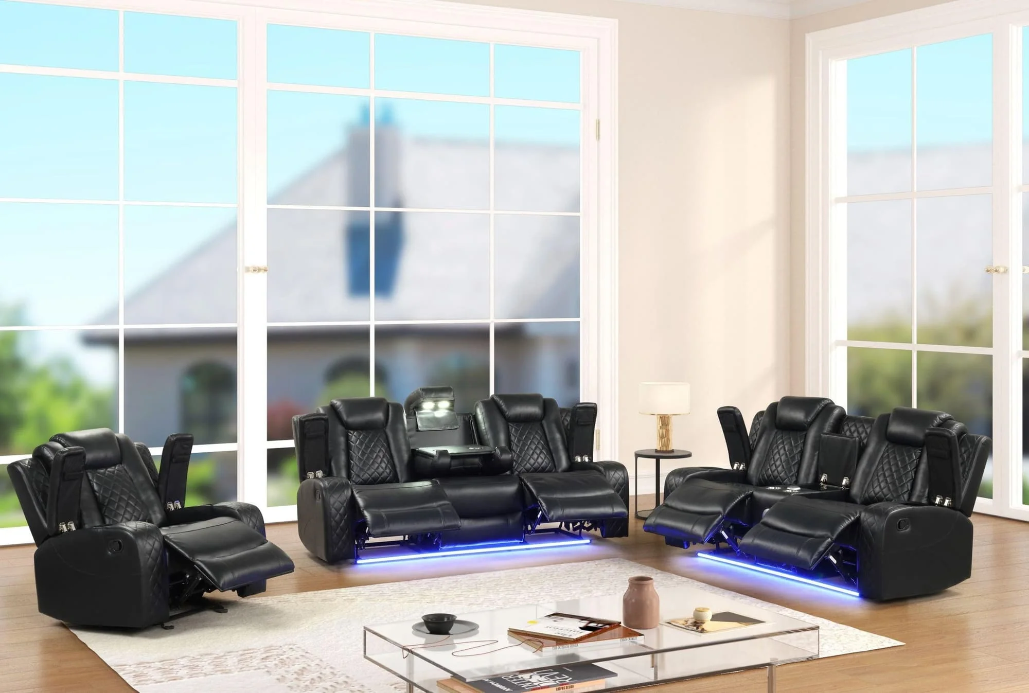 Luz Black 3-Piece Reclining Set - Image 1