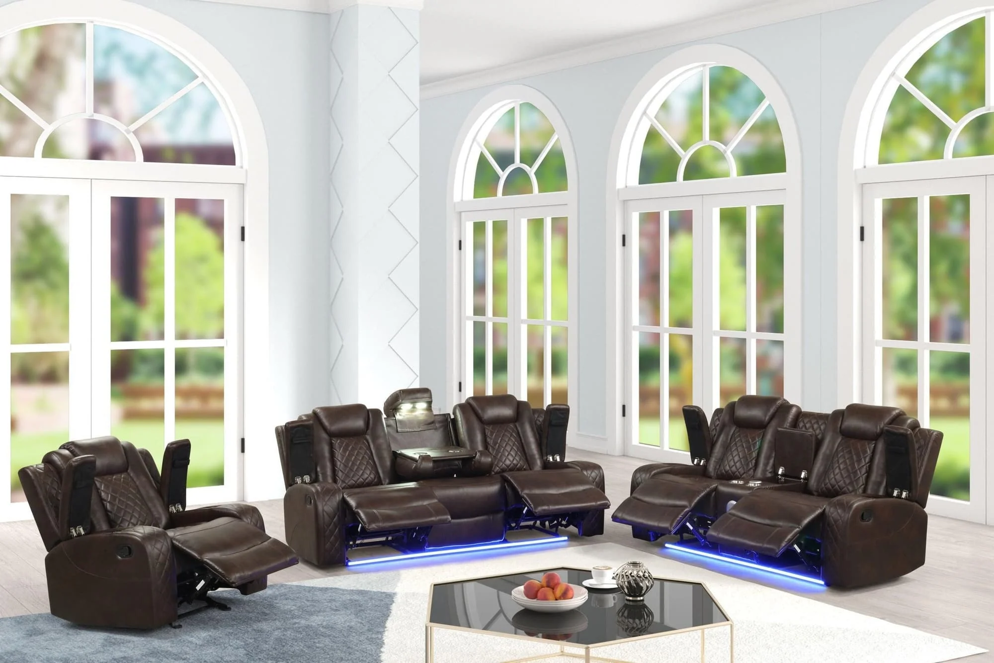 Luz Brown 3-Piece Reclining Set - Image 1