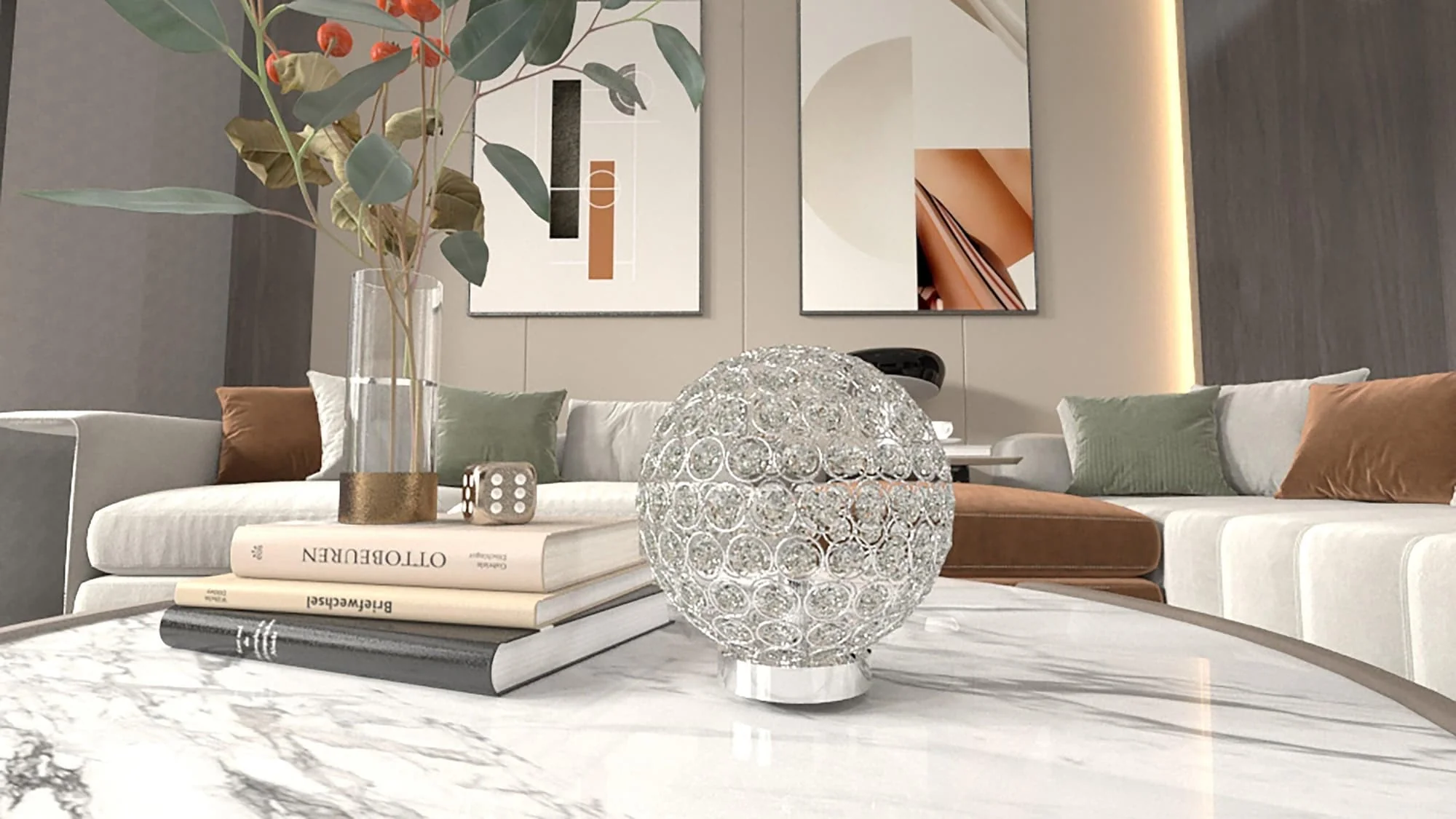 Faux Crystal Globe Ball Table Lamp - Image 1