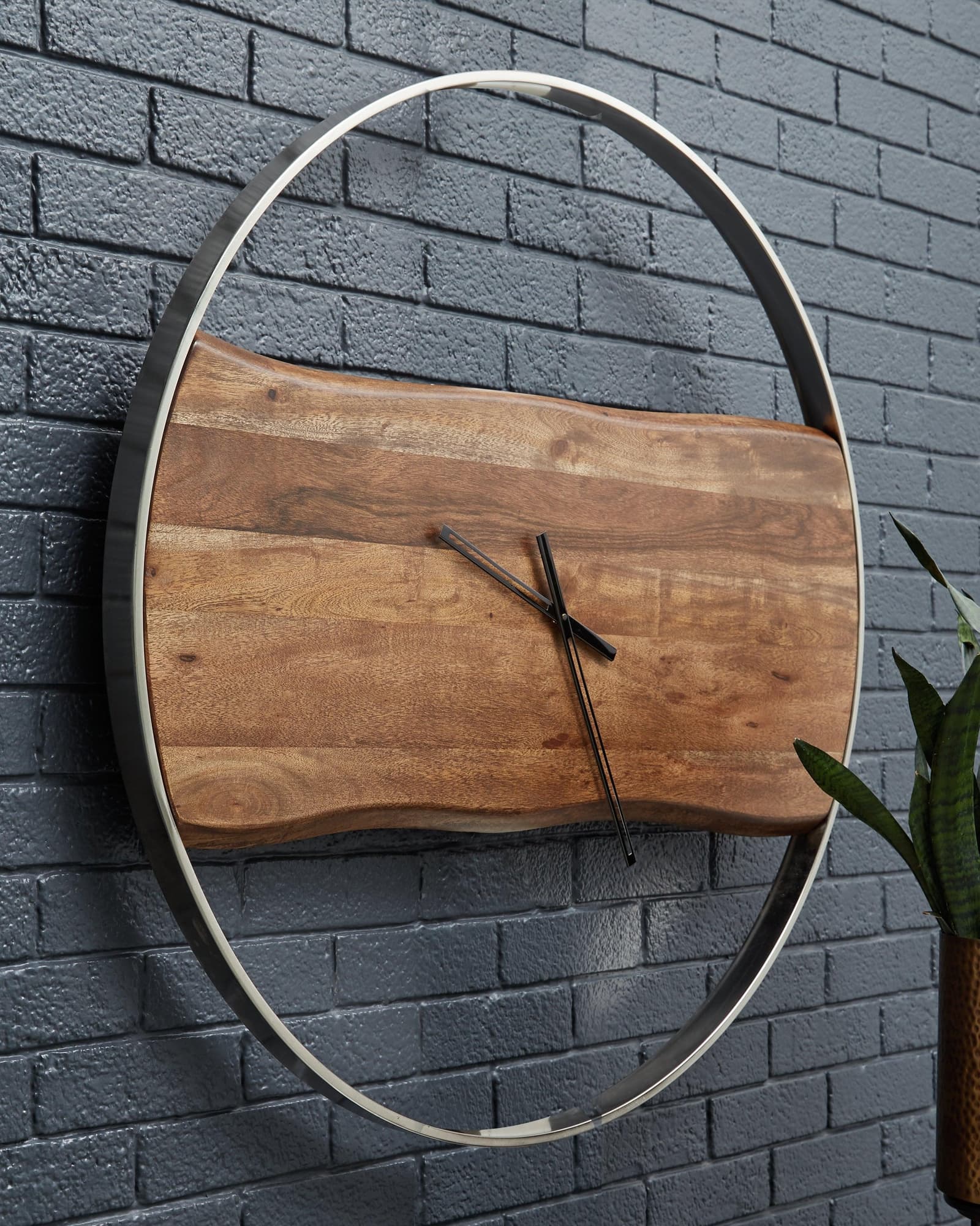 Panchali Brown Silver Finish Wall Clock