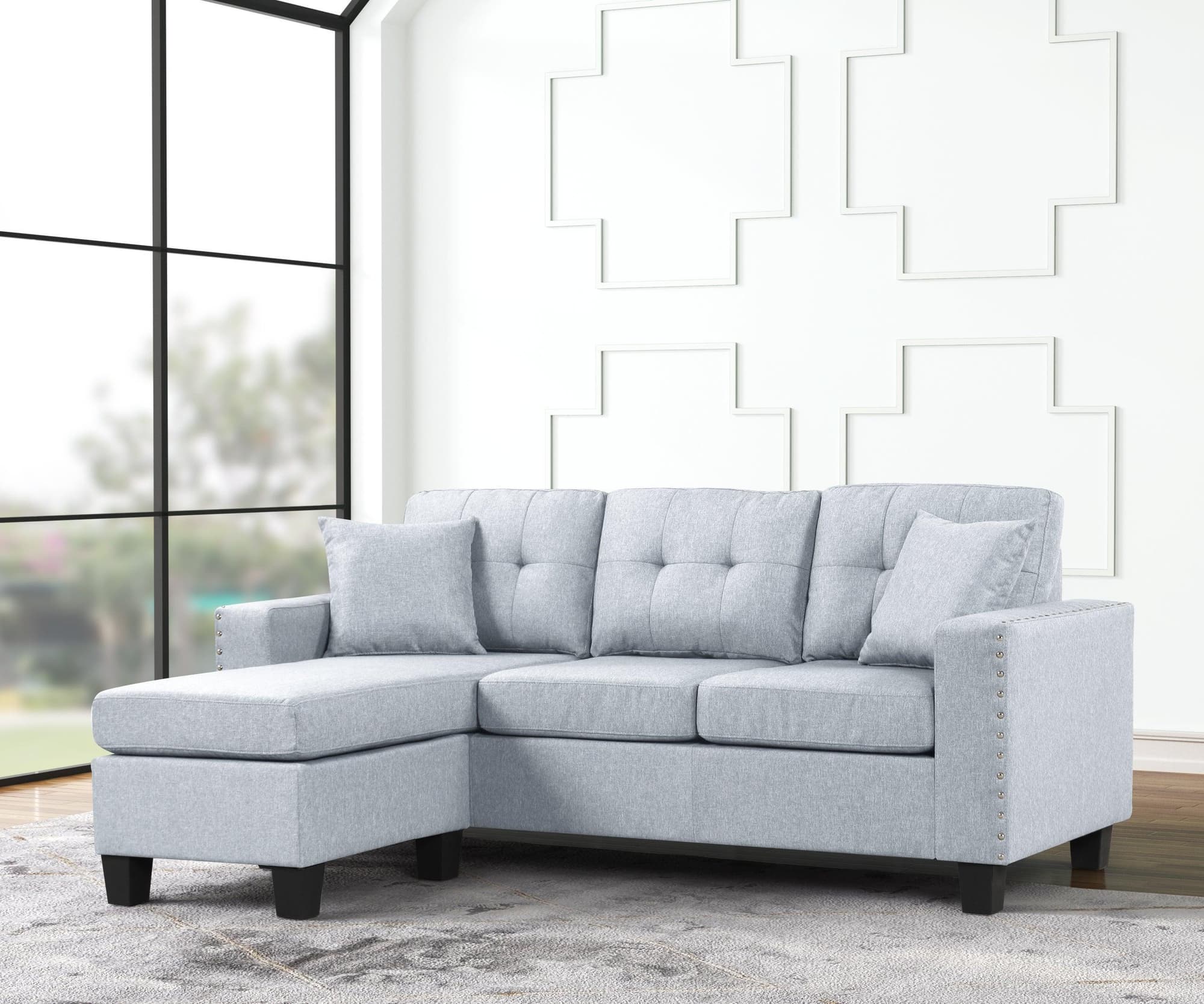 Cris Light Gray Reversible Sectional - Image 1