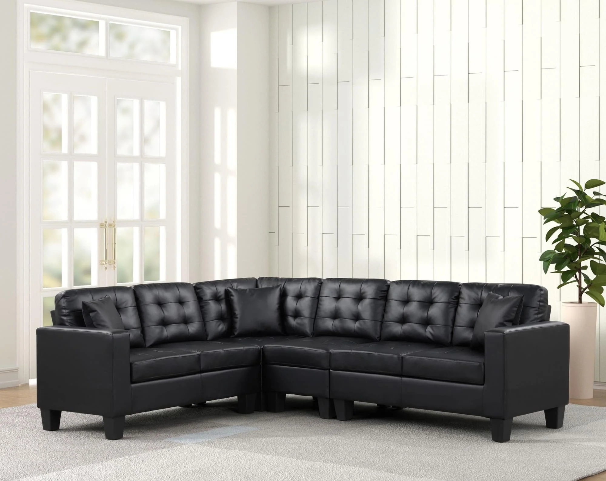 Logan PU Black Sectional - Image 1