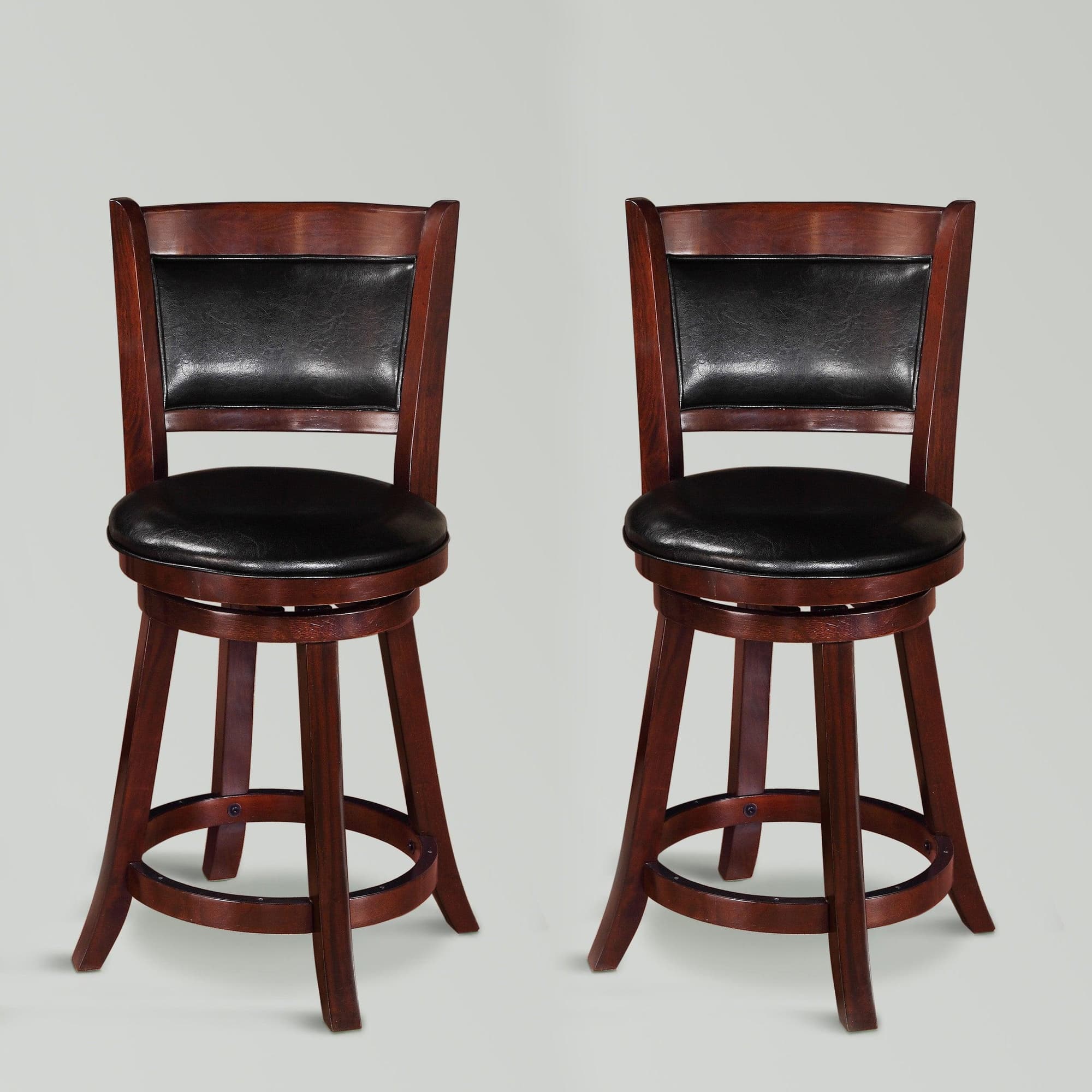 Cecil Swivel Cherry Faux Leather Pub Stool