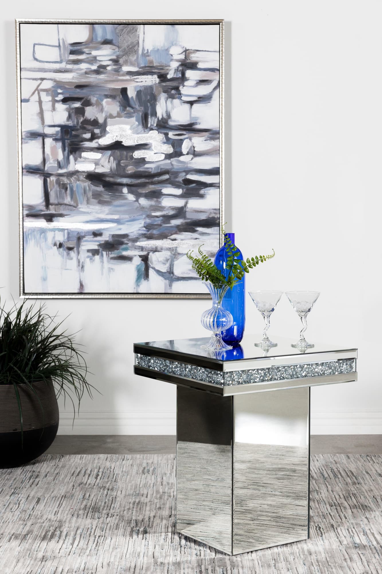 Elora Pedestal Square Top Accent Table Mirror - Image 1