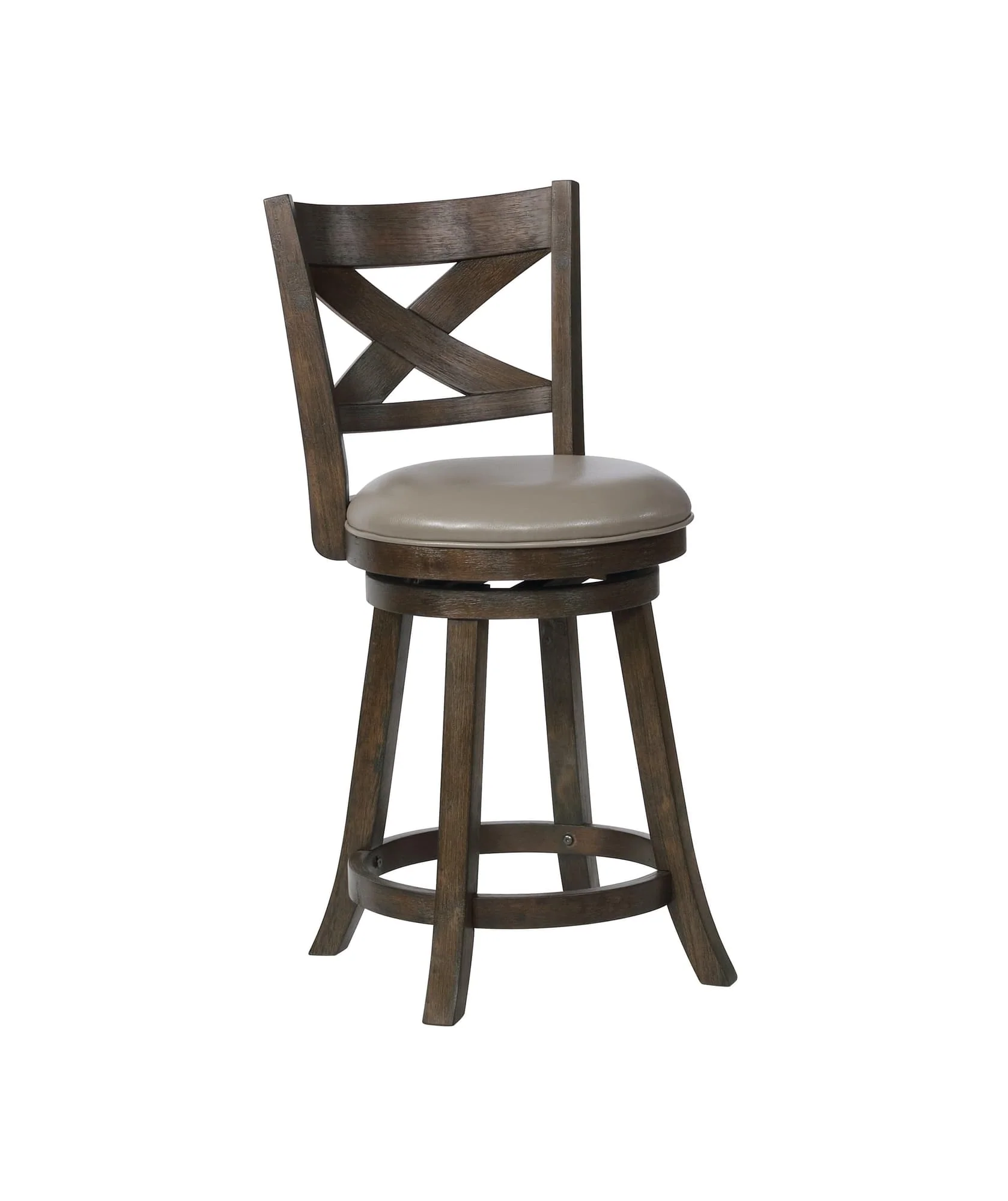 Kipper Swivel Gray Faux Leather Bar Pub Stool - Image 1