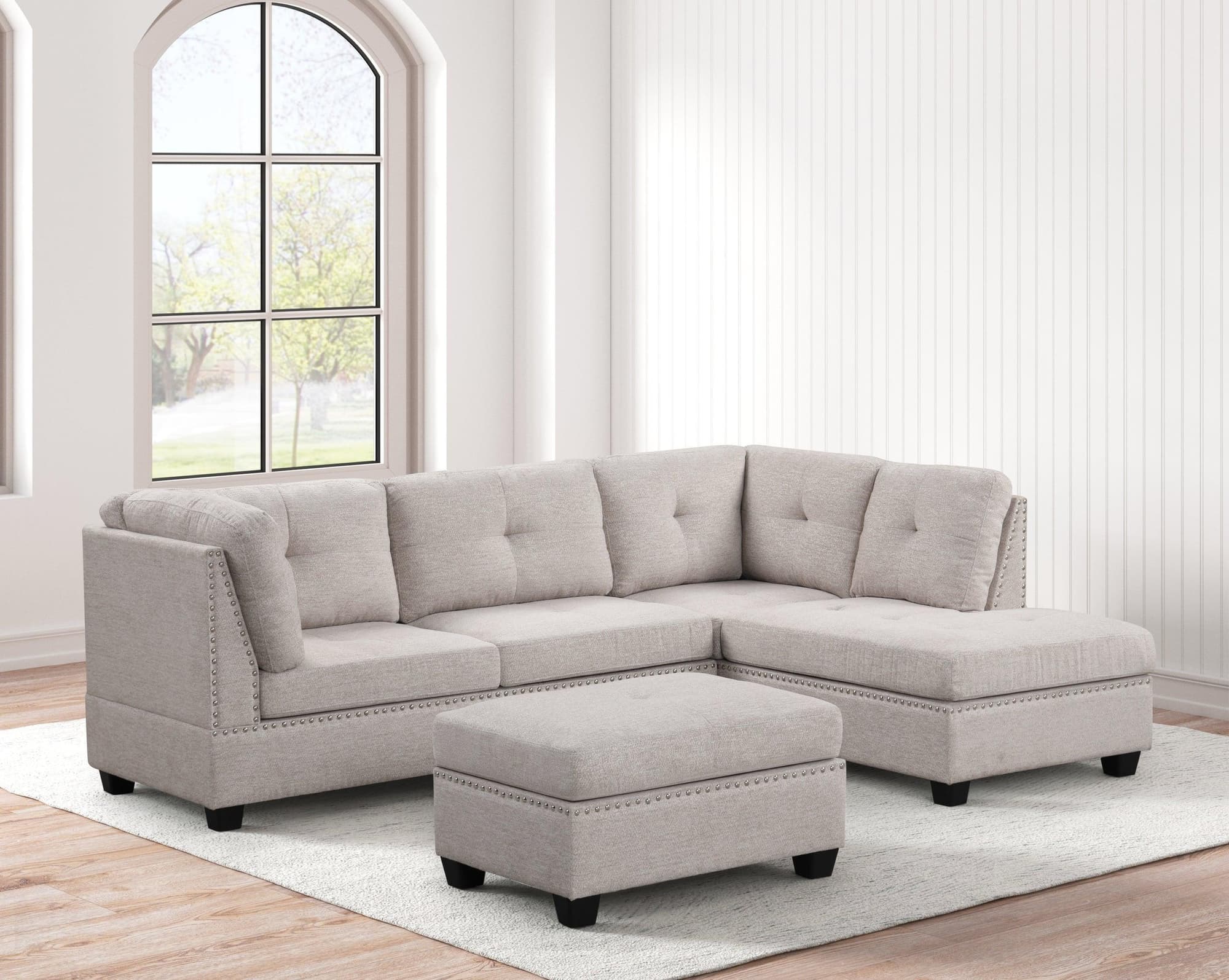 Sienna Stone Sectional + Ottoman Set - Image 1