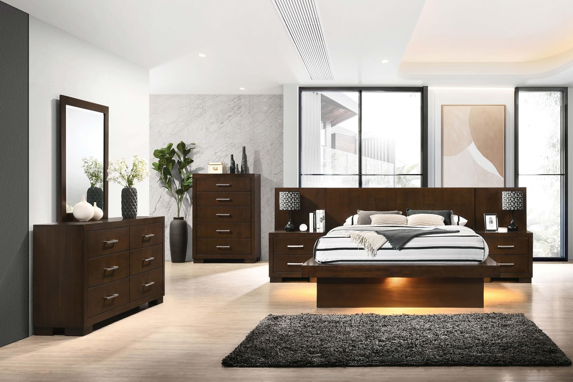 Jessica Cappuccino Platform Bedroom Set - Image 1