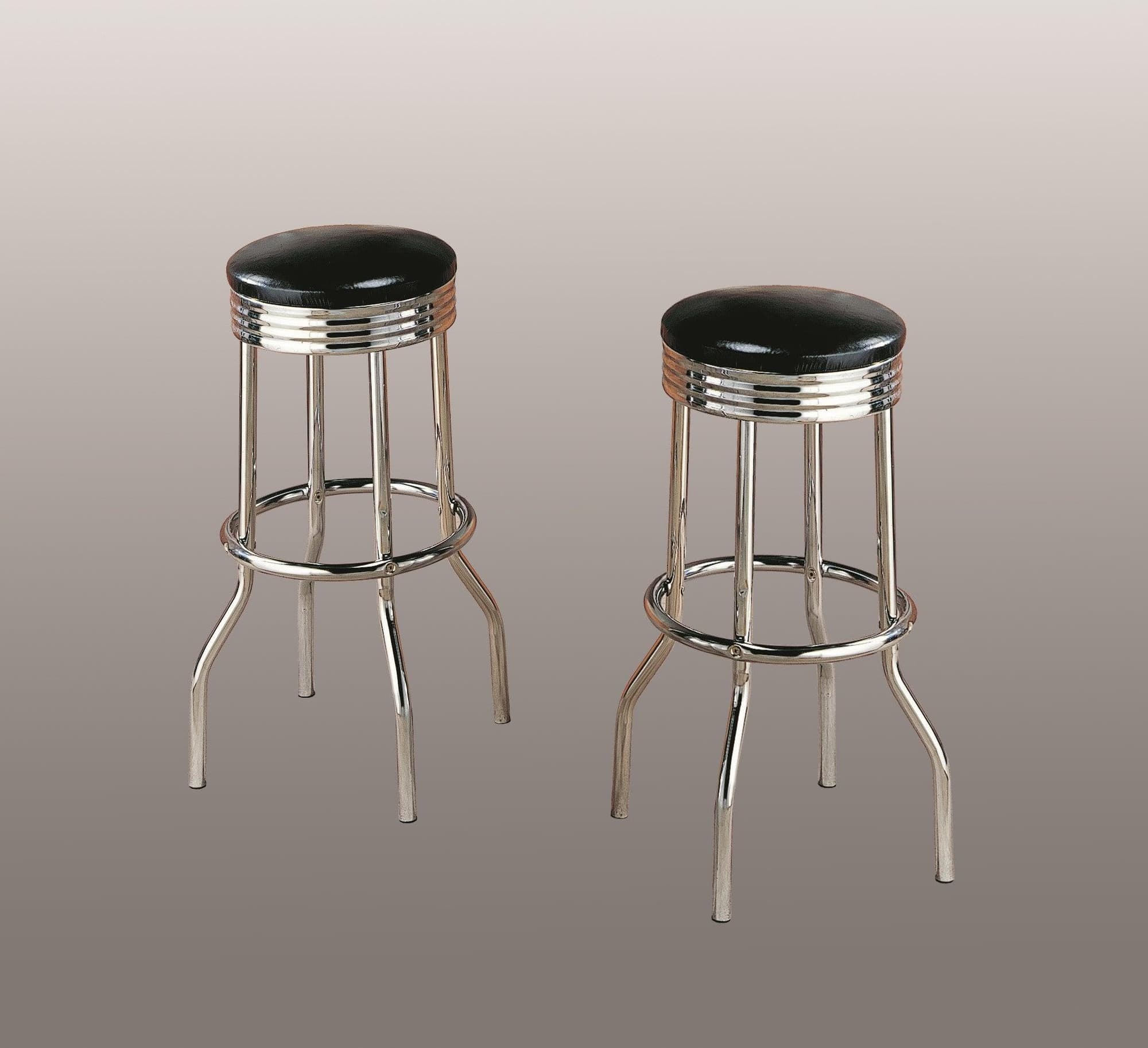 Retro Swivel Black Faux Leather Bar Stool - Image 1