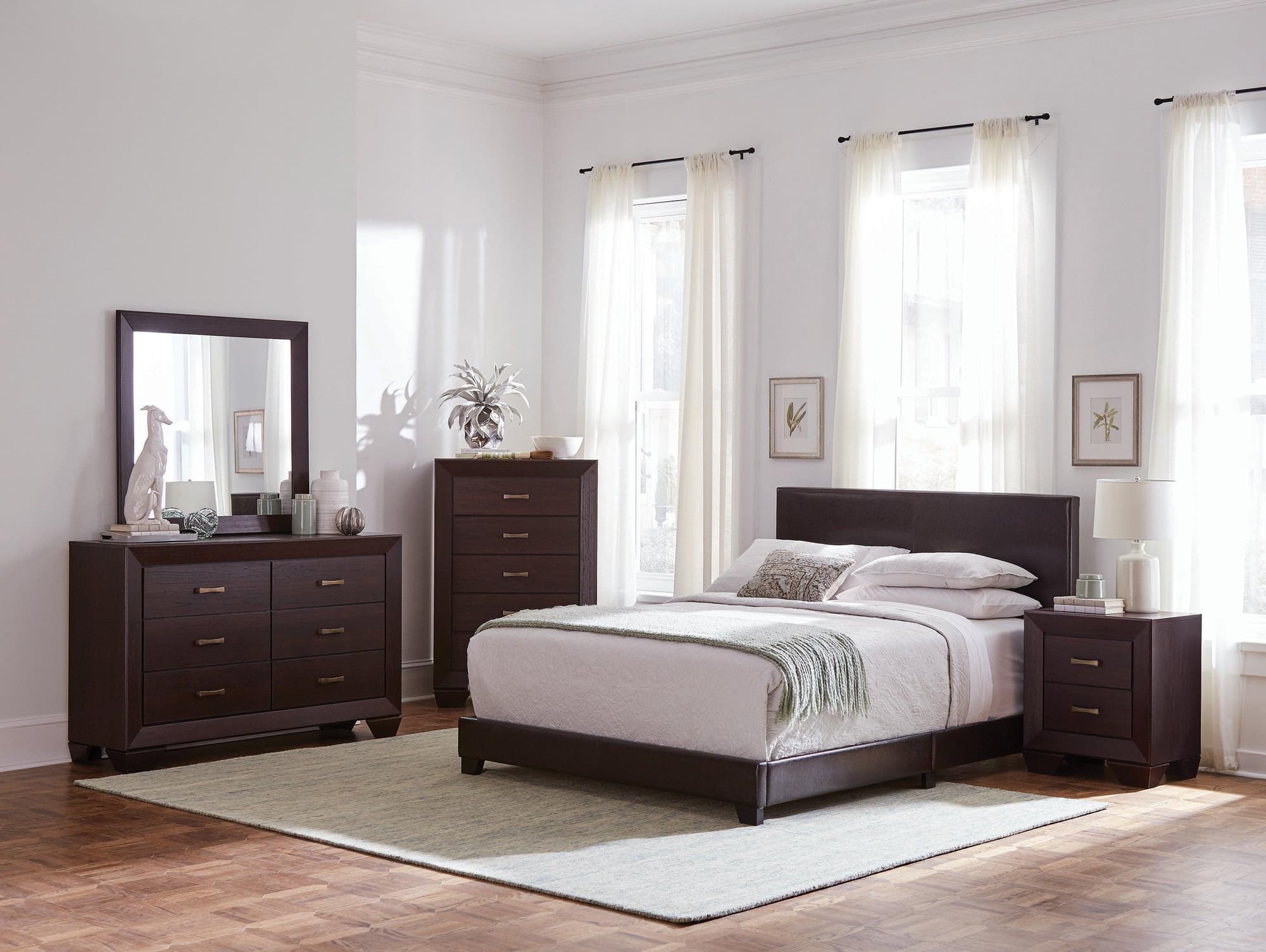 Dorian Brown Upholstered Panel Bedroom Set - Image 1