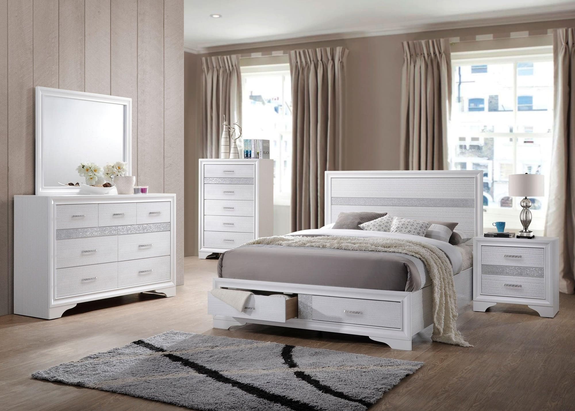 Miranda White Storage Platform Bedroom Set - Image 1