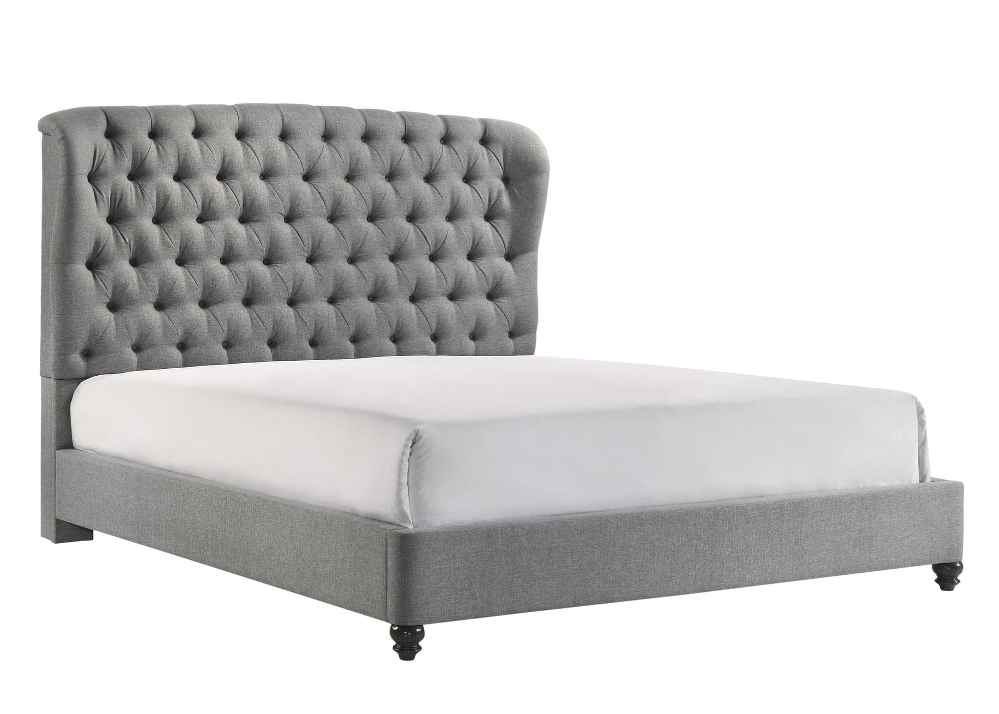 Linda Gray Upholstered Tufted Fabric Panel King Bed - Image 1