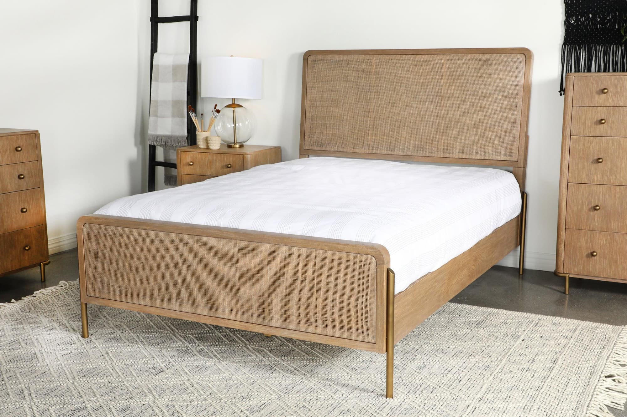Arini Gray Yellow Panel Bedroom Set - Image 1