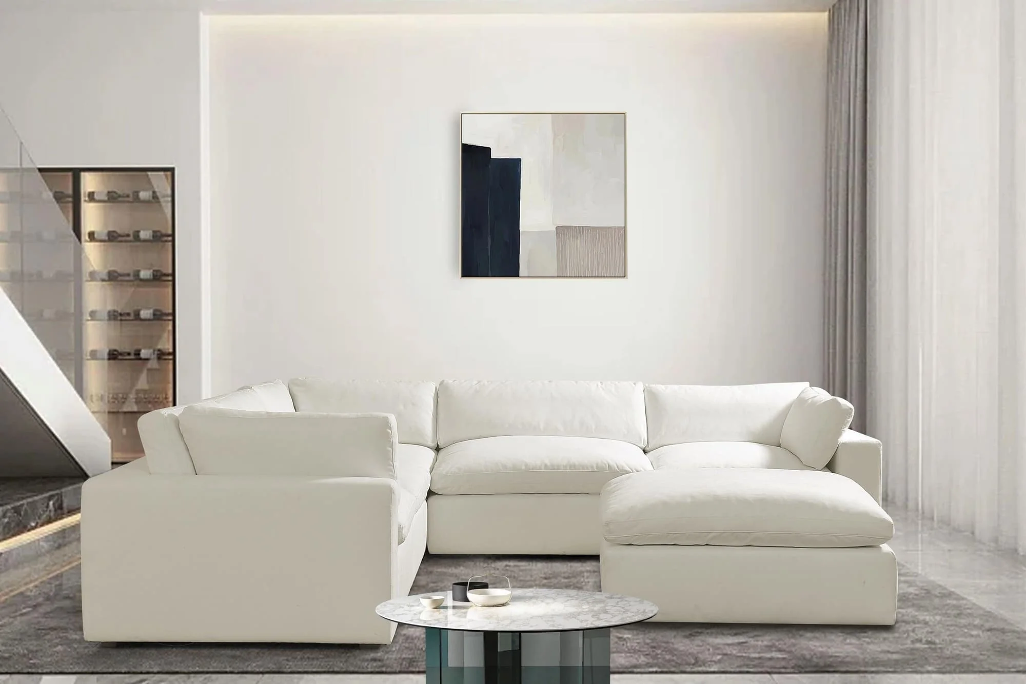 Xl Cloud Sand Sectional + Ottoman Set - Image 1