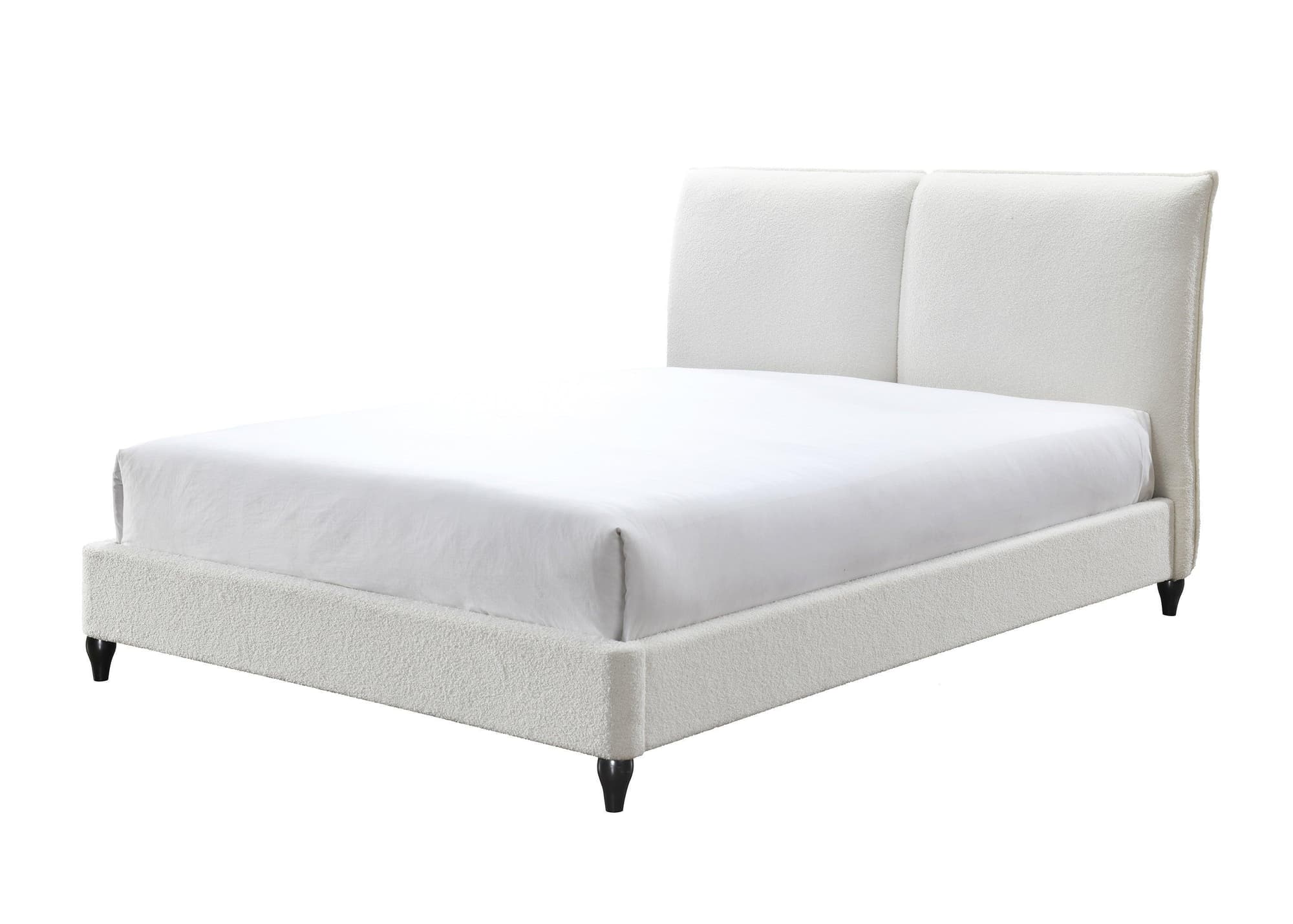 Jenn White Fabric Upholstered Platform King Bed - Image 1