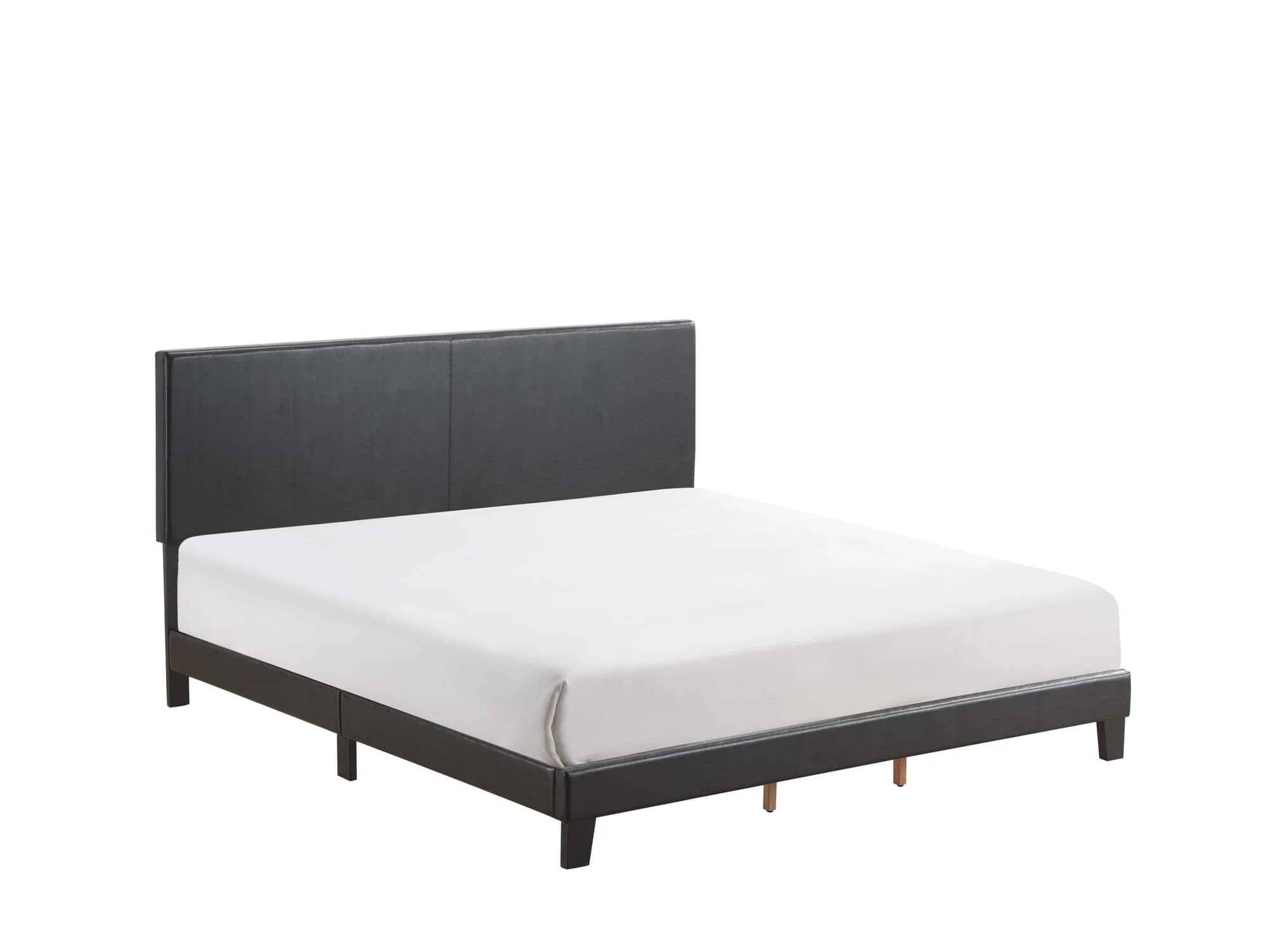 Yates Black PU Faux Leather Upholstered Platform King Bed - Image 1