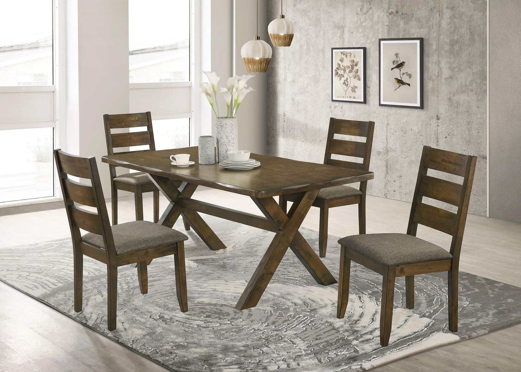 Alston Dark Walnut Rectangular Dining Room Set