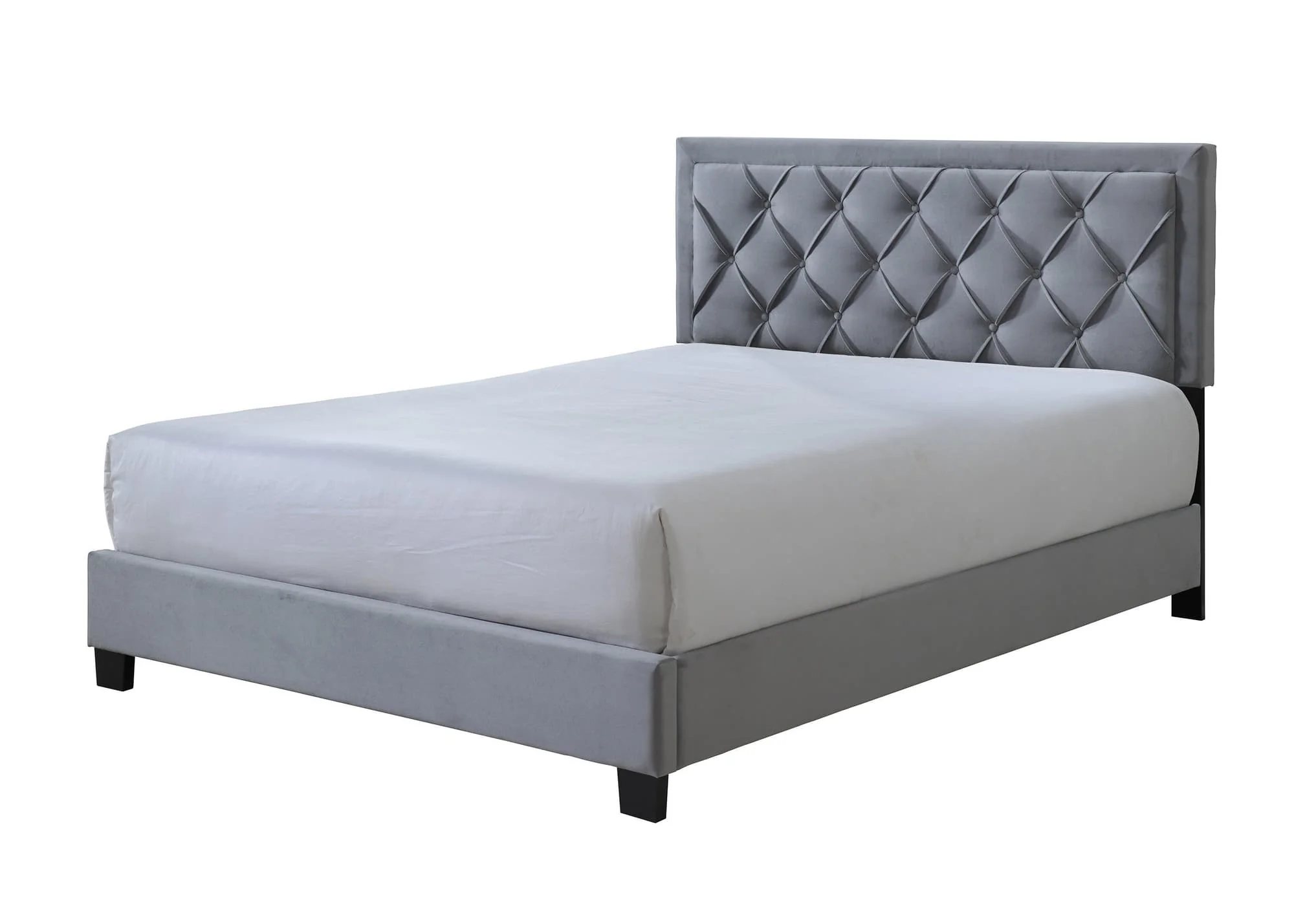 Danzy Gray Upholstered Tufted Panel King Bed - Image 1