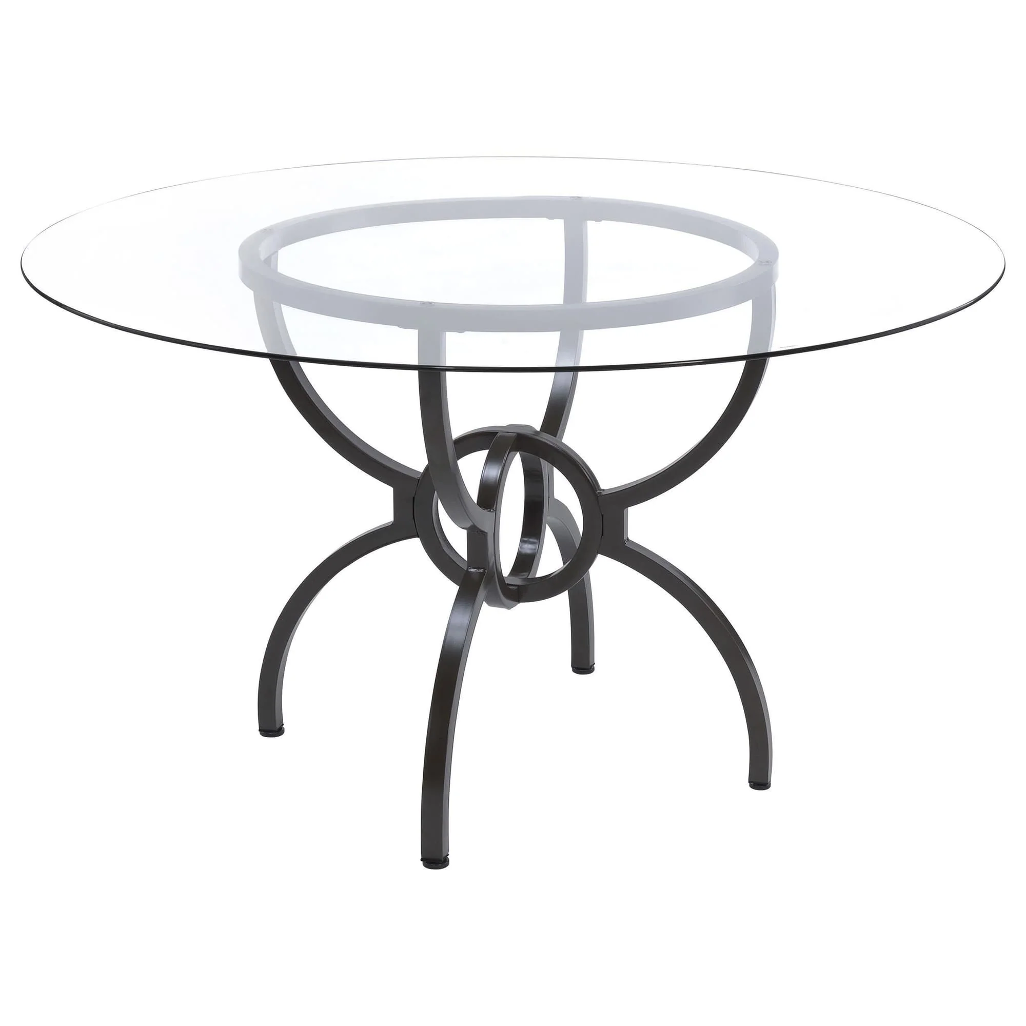 Aviano Round 48 inch Glass Top Metal Dining Table Gunmetal - Image 1
