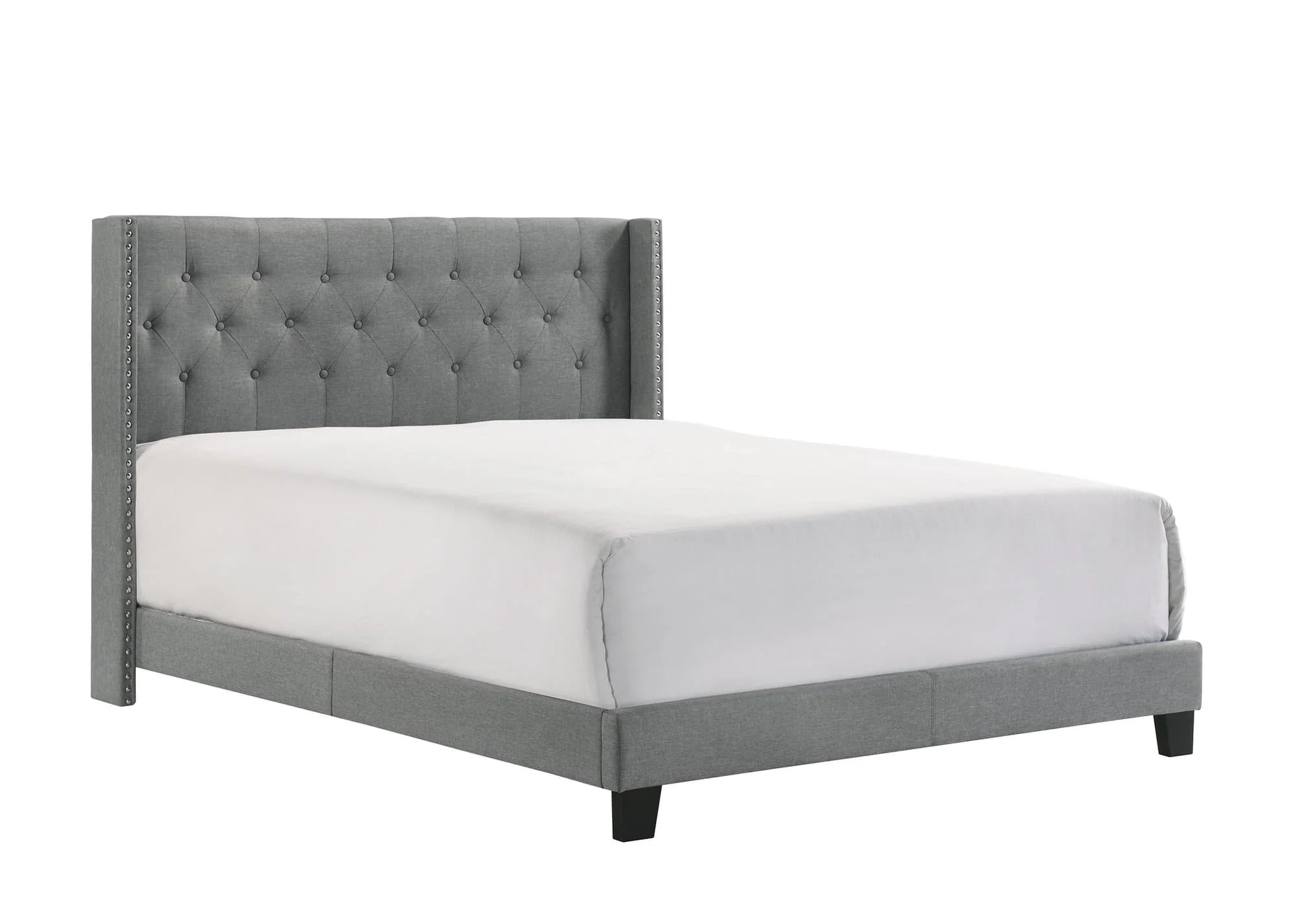 Makayla Gray Fabric Upholstered Tufted Panel Queen Bed - Image 1