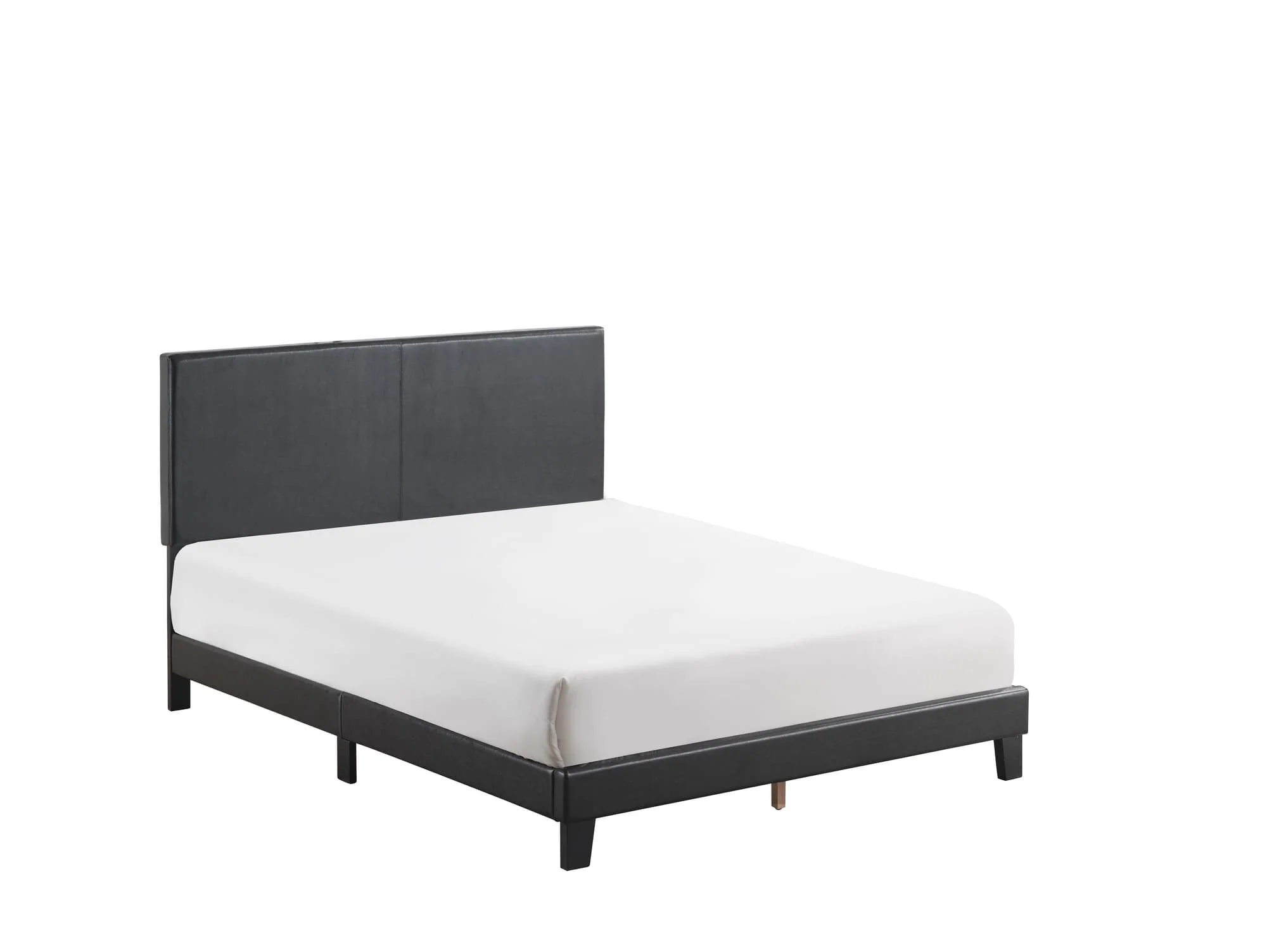 Yates Black PU Faux Leather Upholstered Platform Queen Bed - Image 1