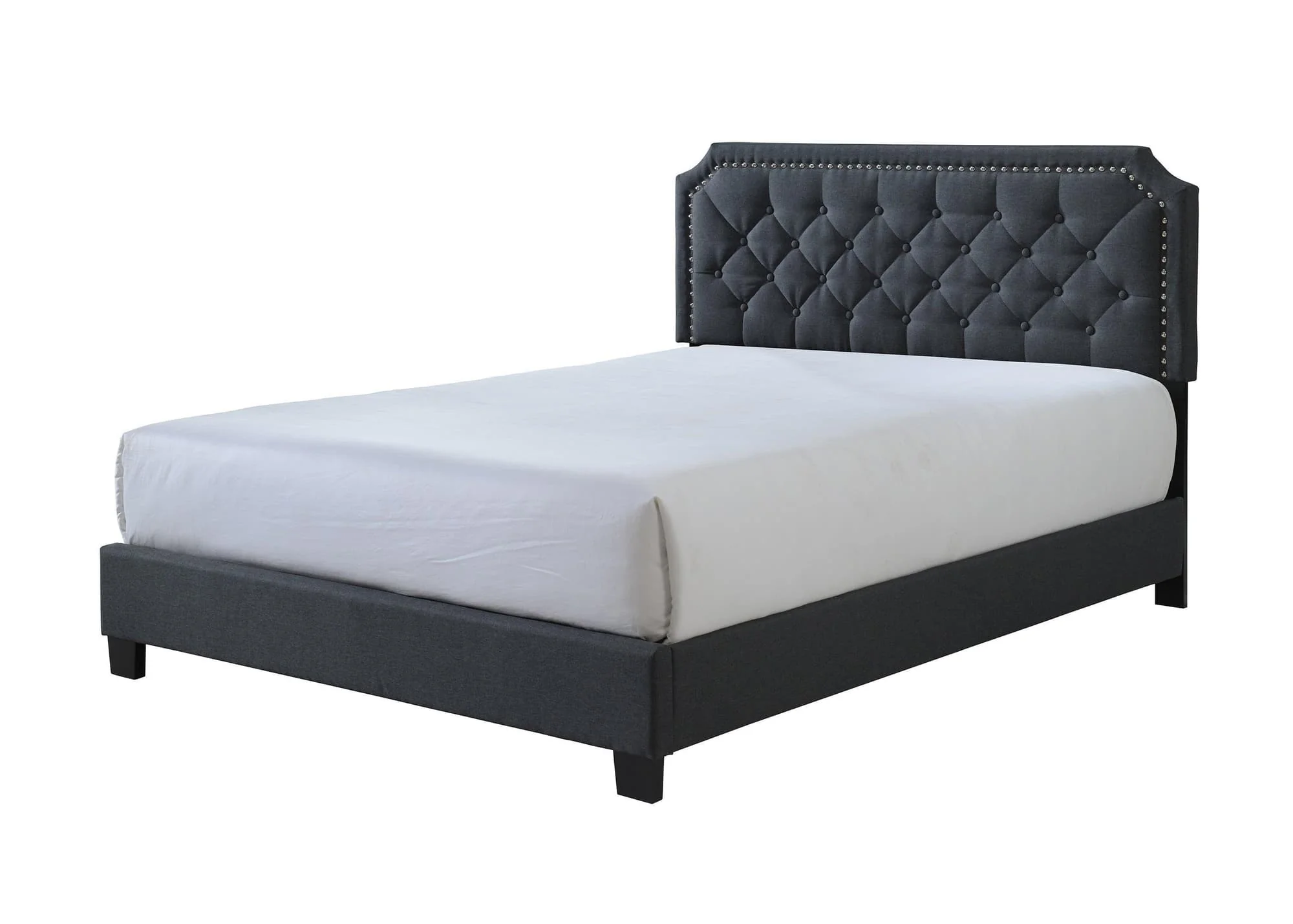 Gerri Gray Upholstered Fabric Tufted Panel Queen Bed - Image 1