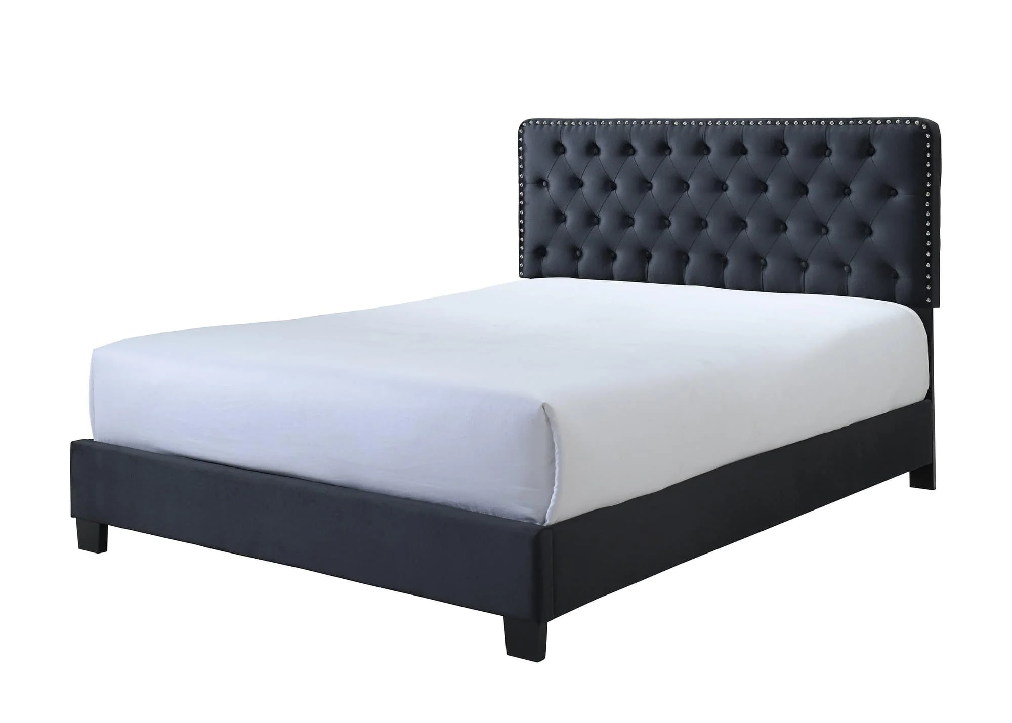 Ezra Dark Gray Tufted Fabric Panel Queen Bed - Image 1