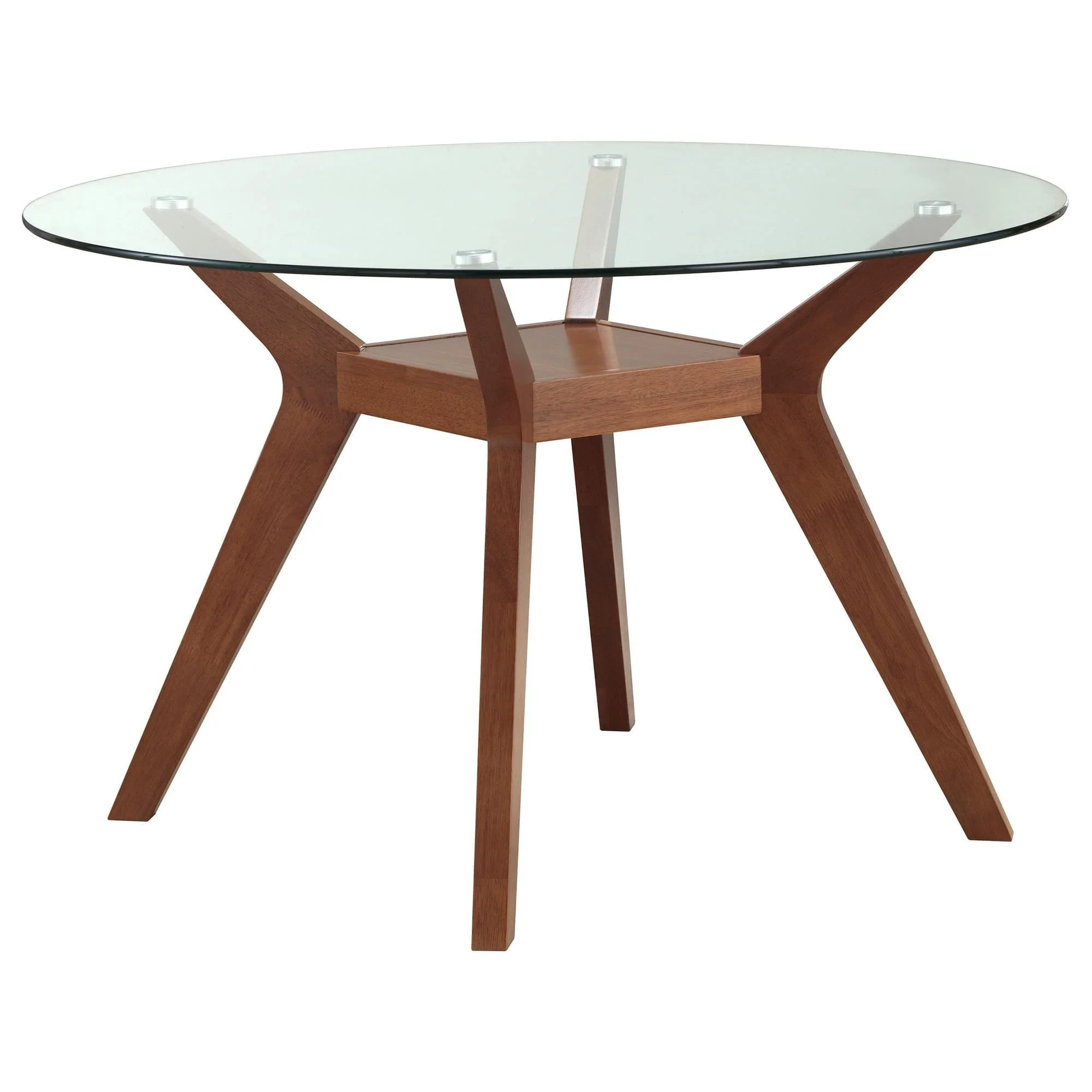 Paxton Dining Group Round 48 inch Glass Top Wood Table Nutmeg - Image 1