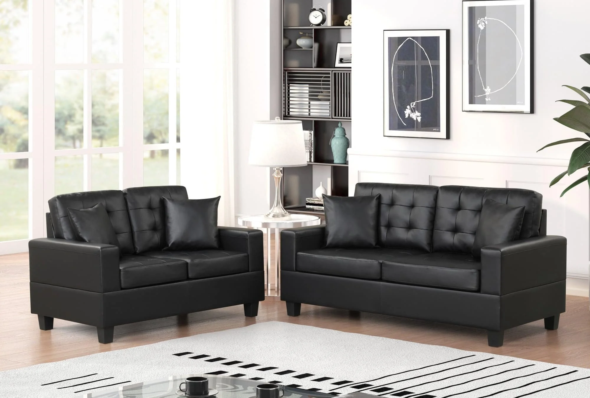 Harry Black 2-Piece Living Room Set - Image 1