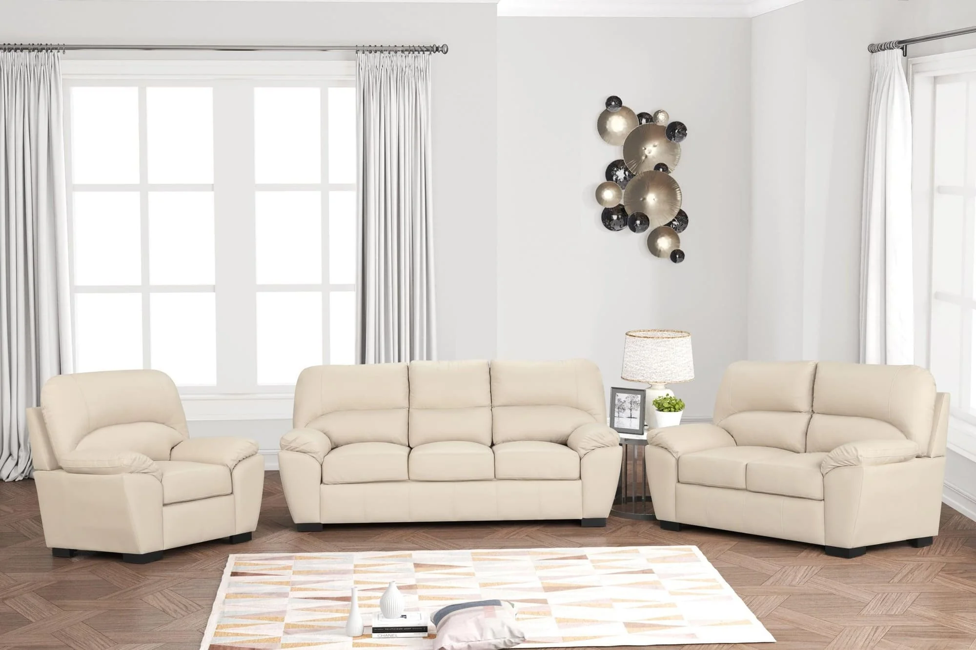 Tiffany Taupe 3-Piece Living Room Set - Image 1