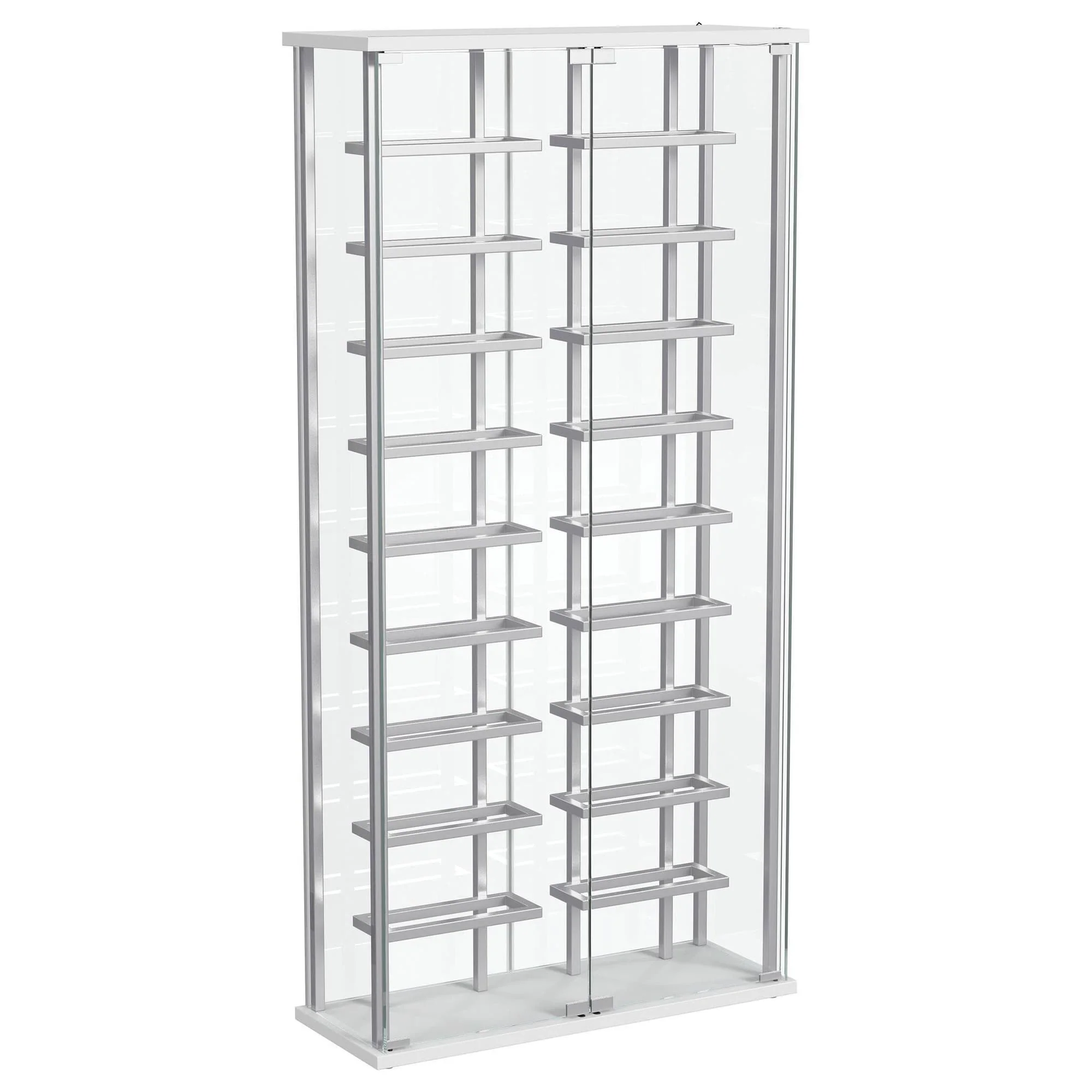 Montara Tempered Glass Wine Storage LED Curio Cabinet Chrome - Image 1