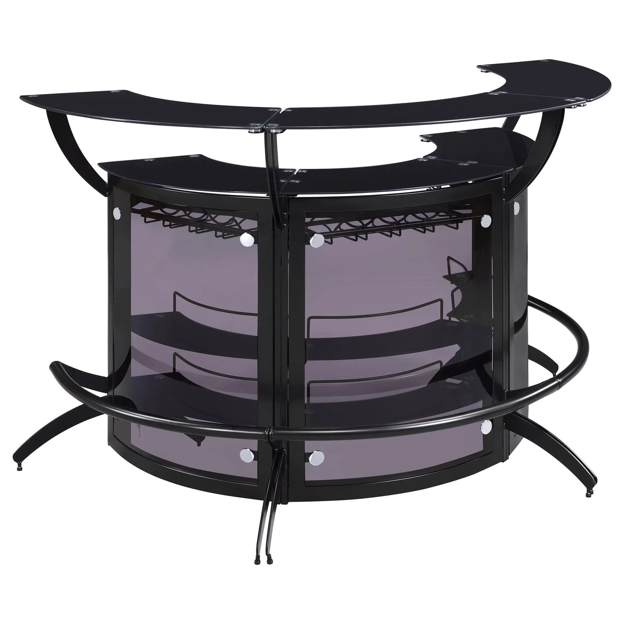 Dallas 3-Piece Curved Freestanding Home Bar Cabinet Black