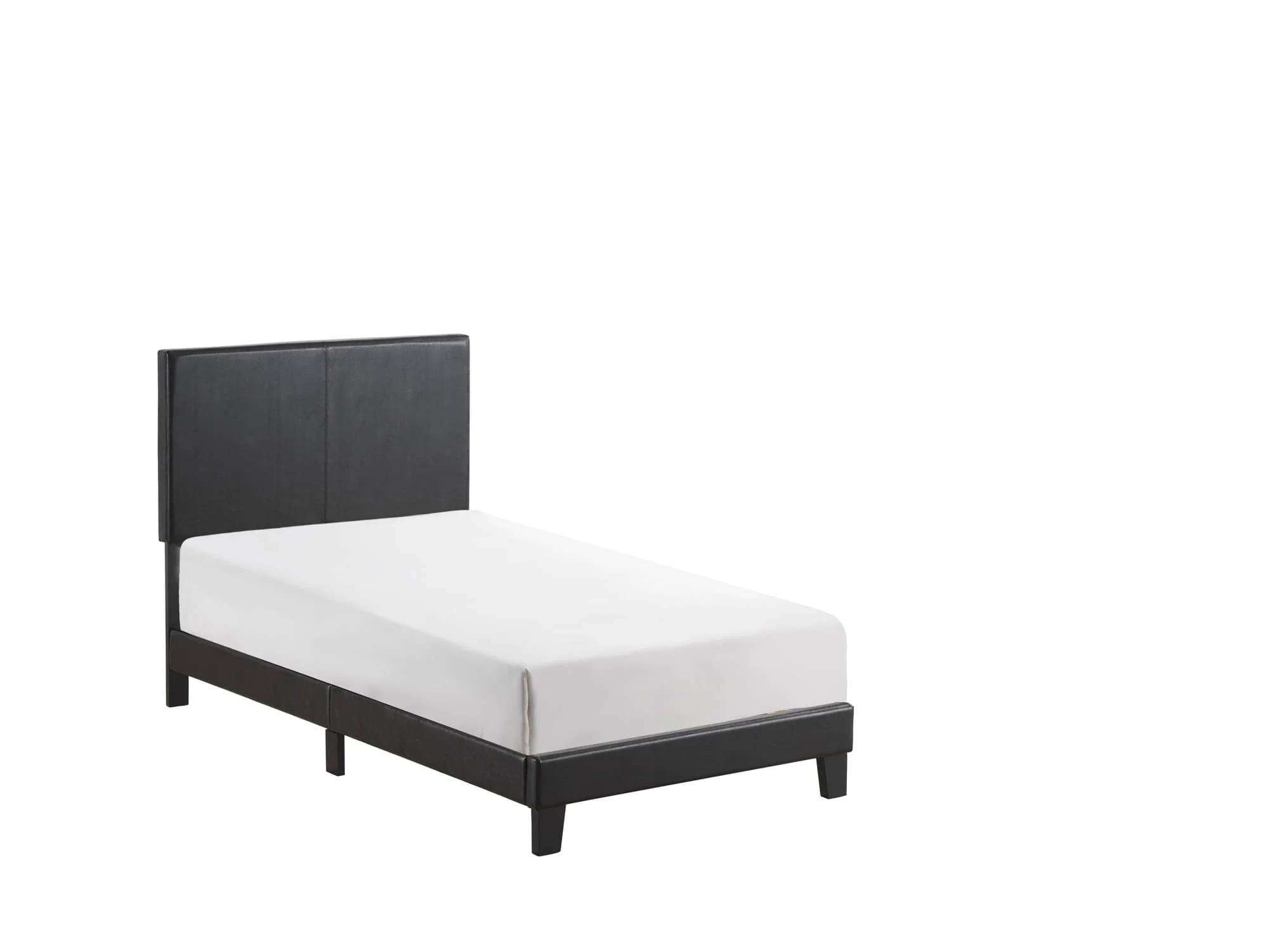 Yates Black PU Faux Leather Upholstered Platform Twin Bed - Image 1