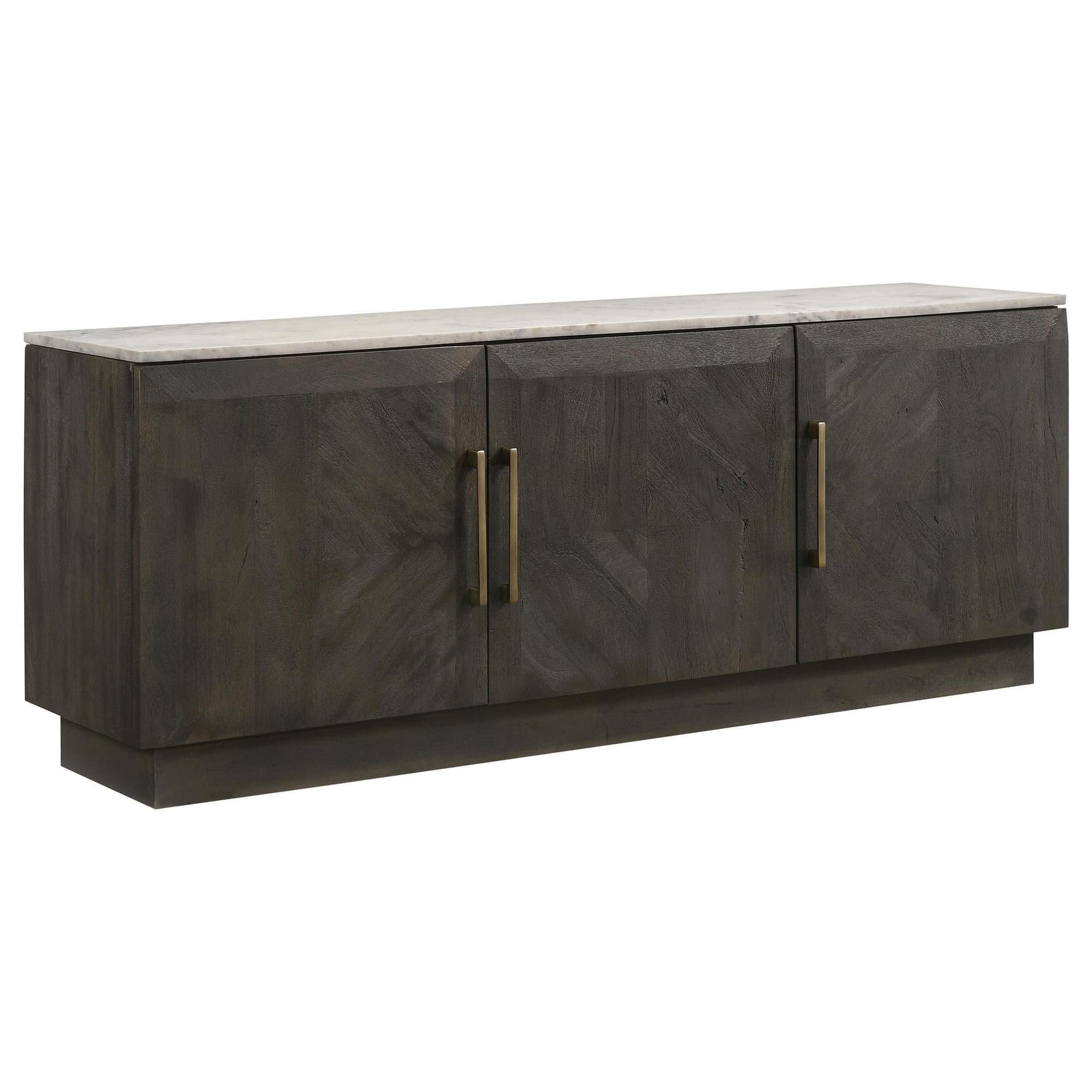 Dennis 3 door Marble Top Sideboard Buffet Tobacco Grey