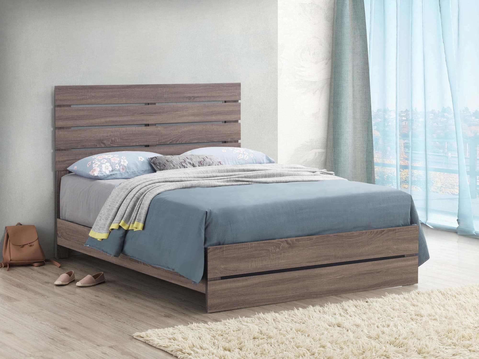 Brantford Wood King Panel Bed Barrel Oak - Image 1