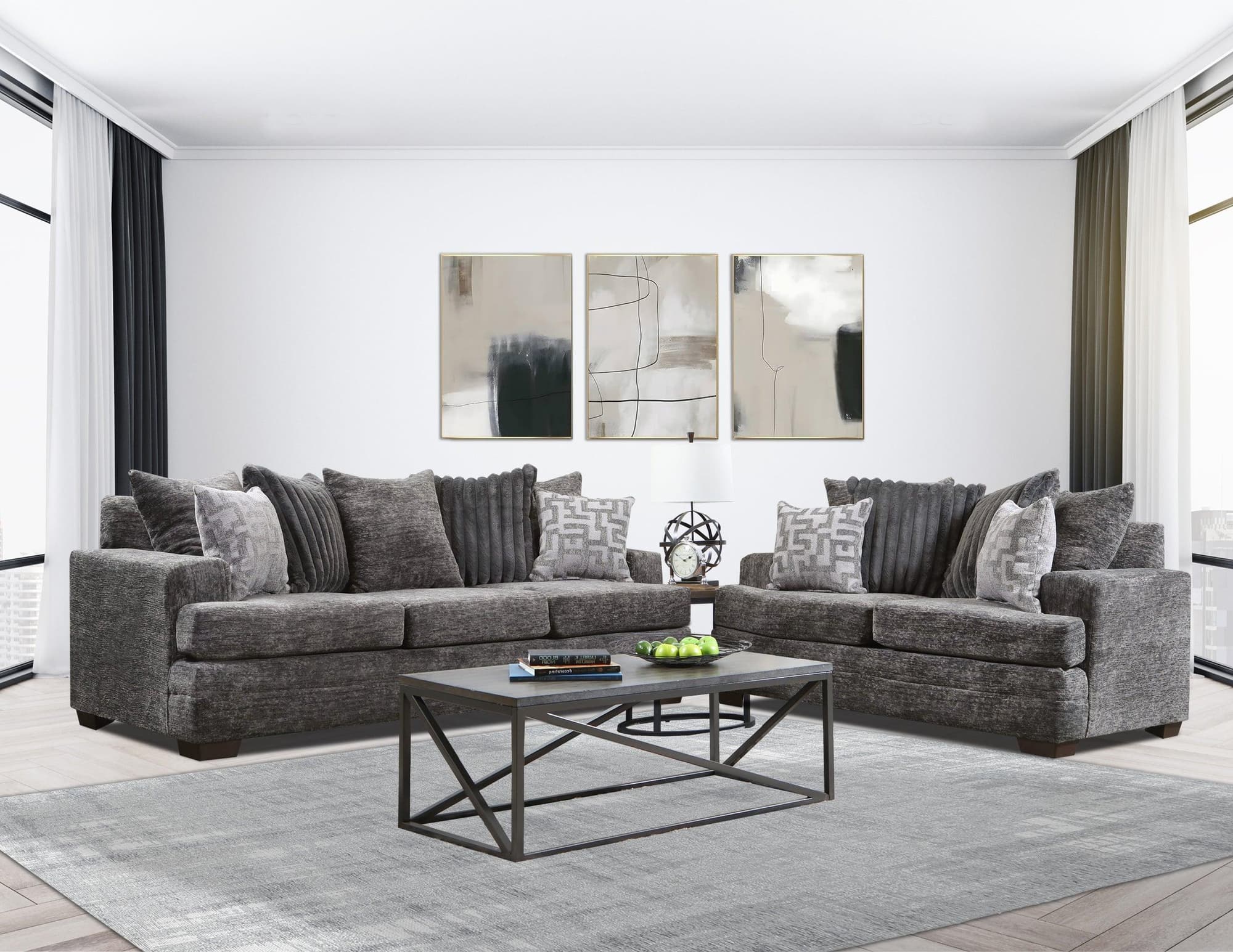 Flow Charcoal 2-Piece Living Room Set - Image 1